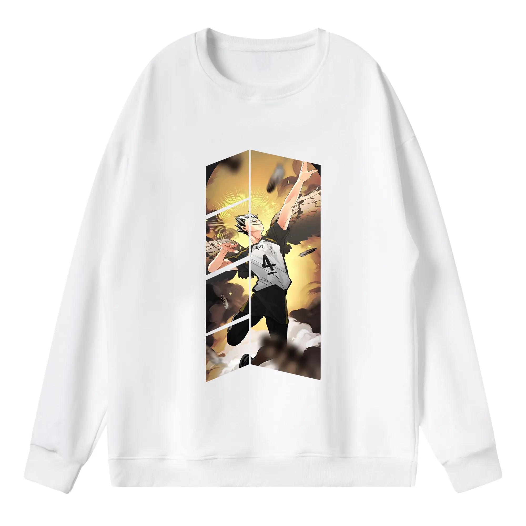 ハイキュー!! グッズ,木兎光太郎 - 薄手 クルーネック スウェット 裏毛260g · ポリエステル 春秋向け カジュアル 男女兼用 · トレーナー デイリー スポーツ 散歩に最適