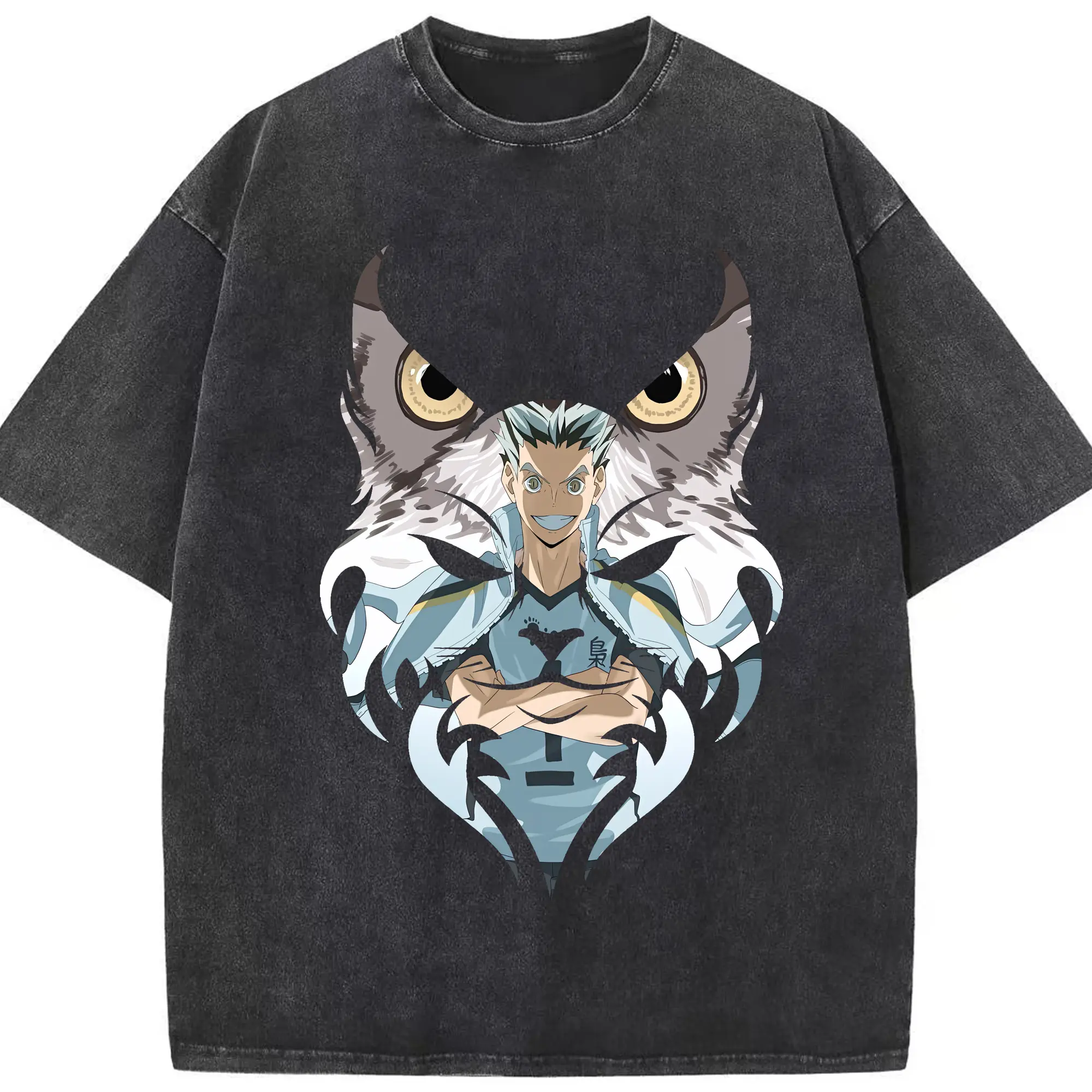 ハイキュー!! グッズ,木兎光太郎 - 綿100％ ヴィンテージ風 半袖Tシャツ ・ フロントプリント ・ 柔らか肌触り ・ 通気性 快適 ・ スポーツ カジュアル 外出用