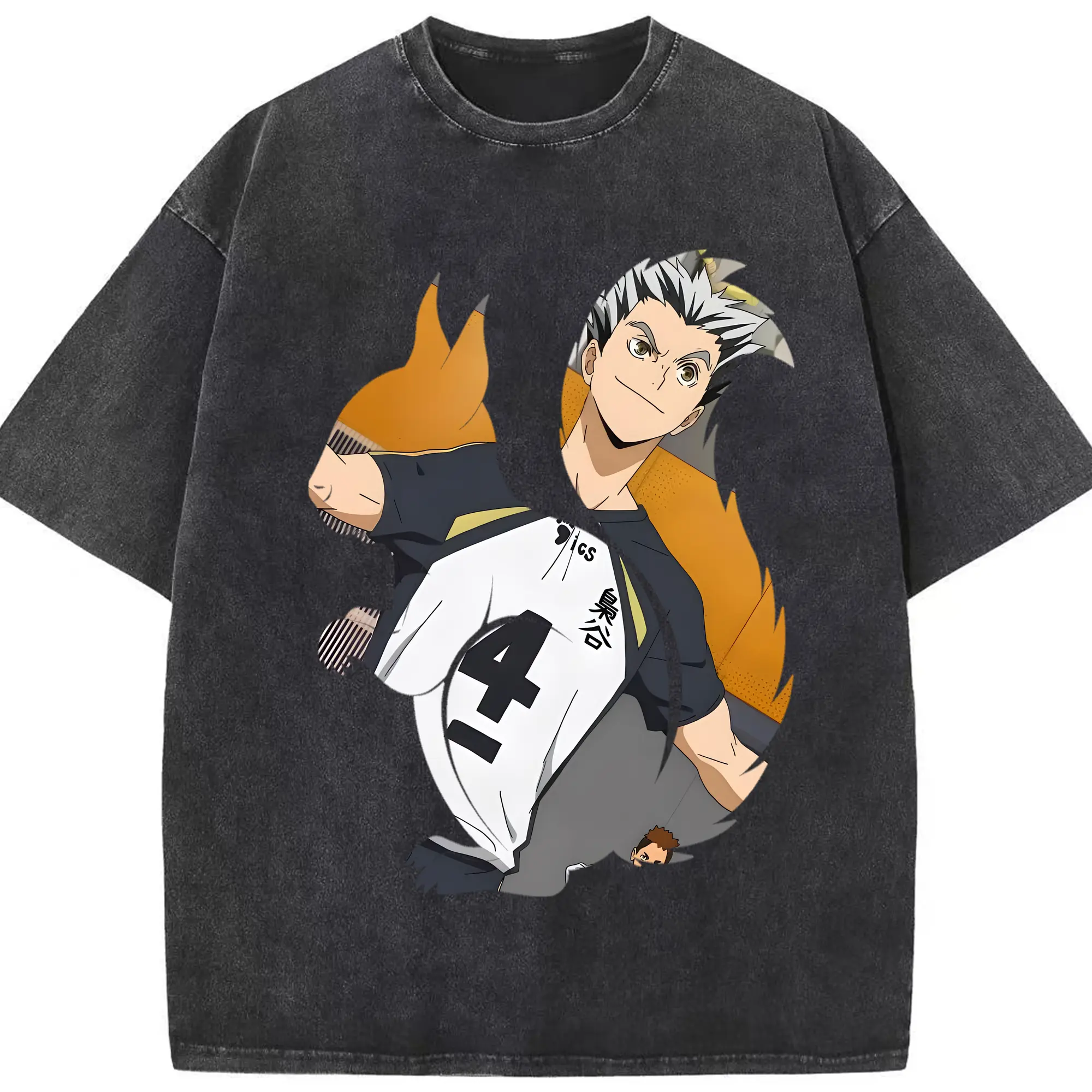 ハイキュー!! グッズ,木兎光太郎 - 綿100％ ヴィンテージ風 半袖Tシャツ ・ フロントプリント ・ 柔らか肌触り ・ 通気性 快適 ・ スポーツ カジュアル 外出用