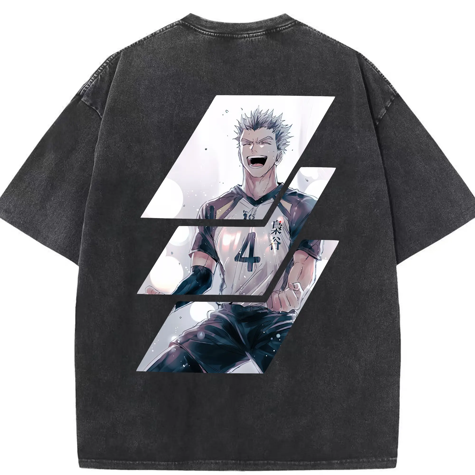 ハイキュー!! グッズ,木兎光太郎 - 綿100％ ヴィンテージ風 半袖Tシャツ ・ 背面プリント ・ 柔らか肌触り ・ 通気性 快適 ・ スポーツ カジュアル 外出用