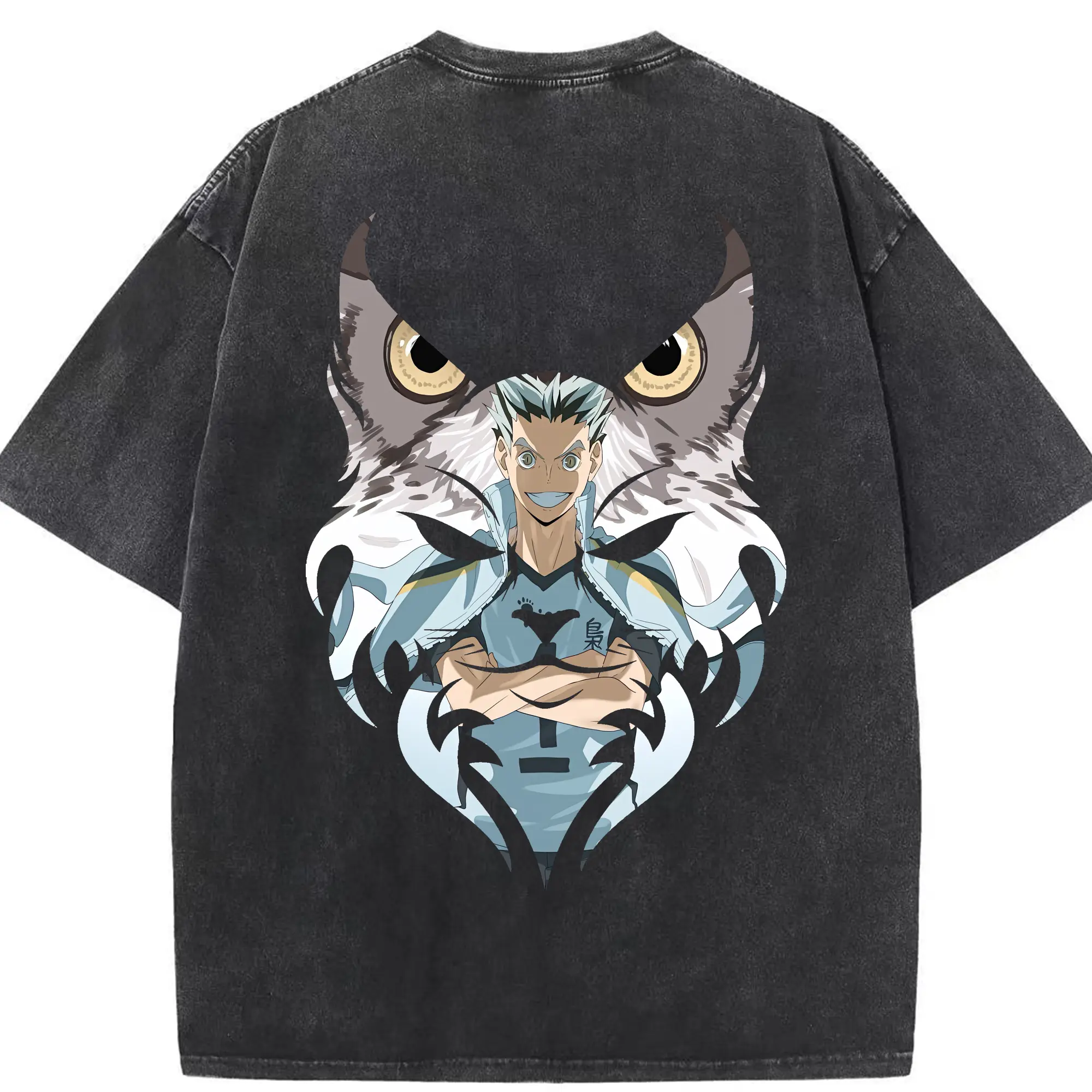 ハイキュー!! グッズ,木兎光太郎 - 綿100％ ヴィンテージ風 半袖Tシャツ ・ 背面プリント ・ 柔らか肌触り ・ 通気性 快適 ・ スポーツ カジュアル 外出用