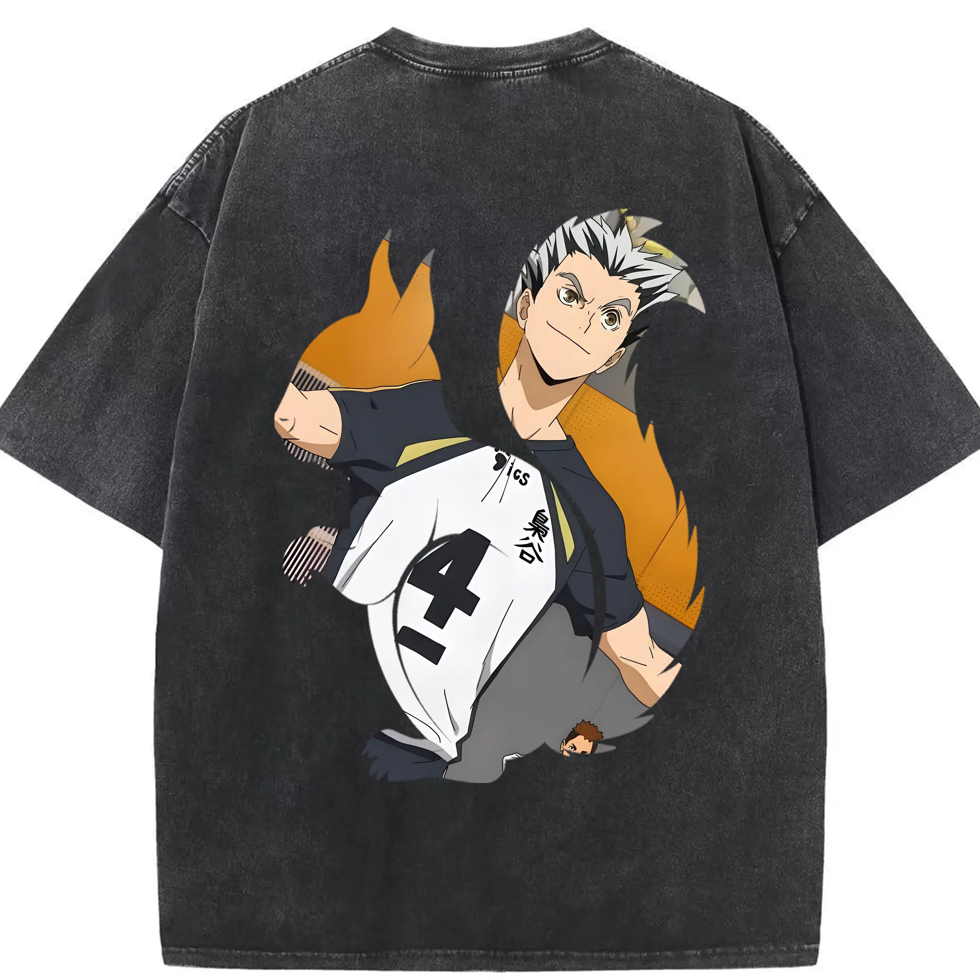 ハイキュー!! グッズ,木兎光太郎 - 綿100％ ヴィンテージ風 半袖Tシャツ ・ 背面プリント ・ 柔らか肌触り ・ 通気性 快適 ・ スポーツ カジュアル 外出用