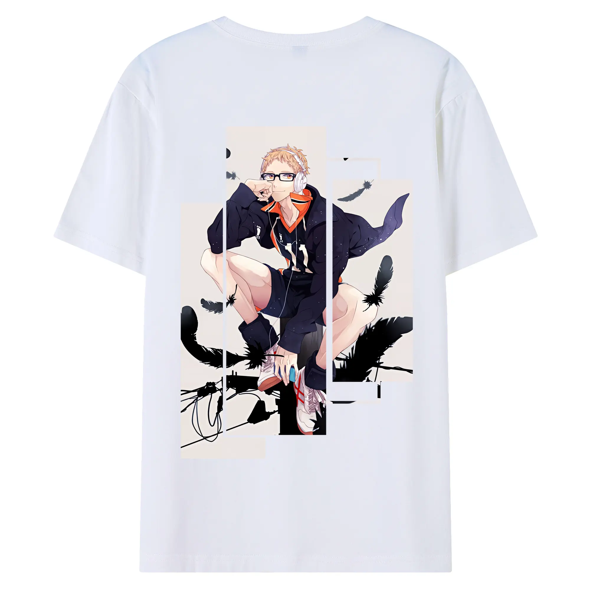 ハイキュー!! グッズ,月島蛍 - 綿100％ 半袖Tシャツ ・ バックプリント ・ 快適 通気性 ・ 日常使い 散歩 スポーツ用