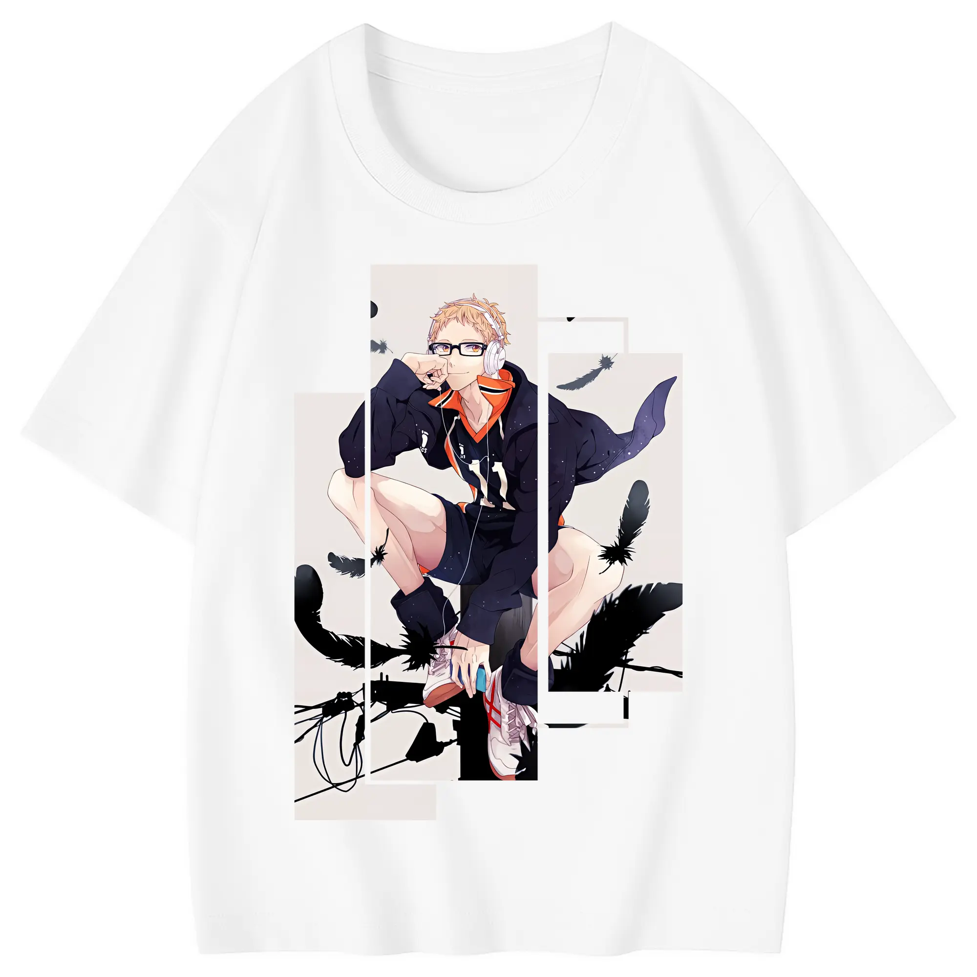 ハイキュー!! グッズ,月島蛍 - 綿100％ キッズTシャツ ・ フロントプリント ・ 快適 通気性 ・ スポーツ カジュアル 散歩用