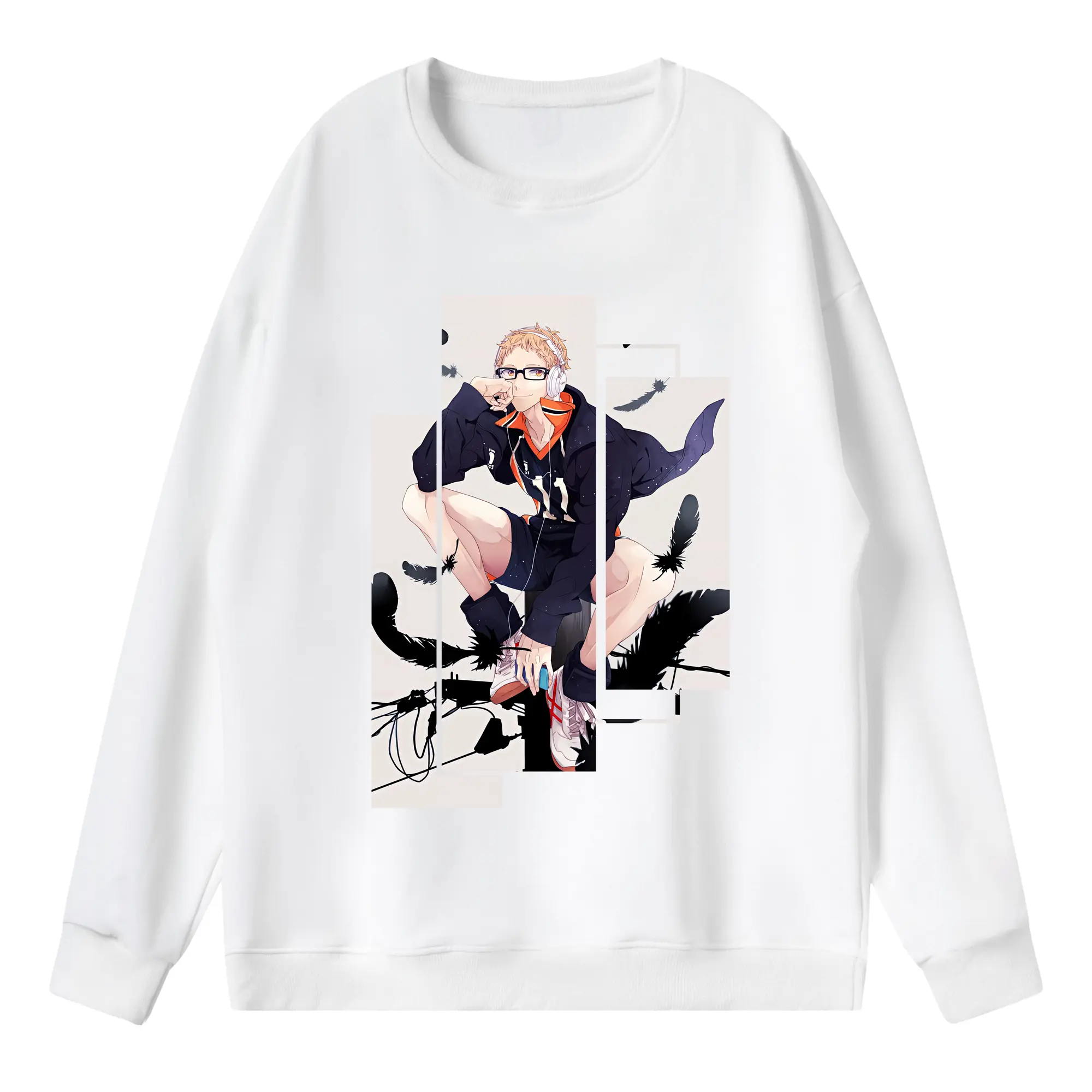 ハイキュー!! グッズ,月島蛍 - 薄手 クルーネック スウェット 裏毛260g · ポリエステル 春秋向け カジュアル 男女兼用 · トレーナー デイリー スポーツ 散歩に最適