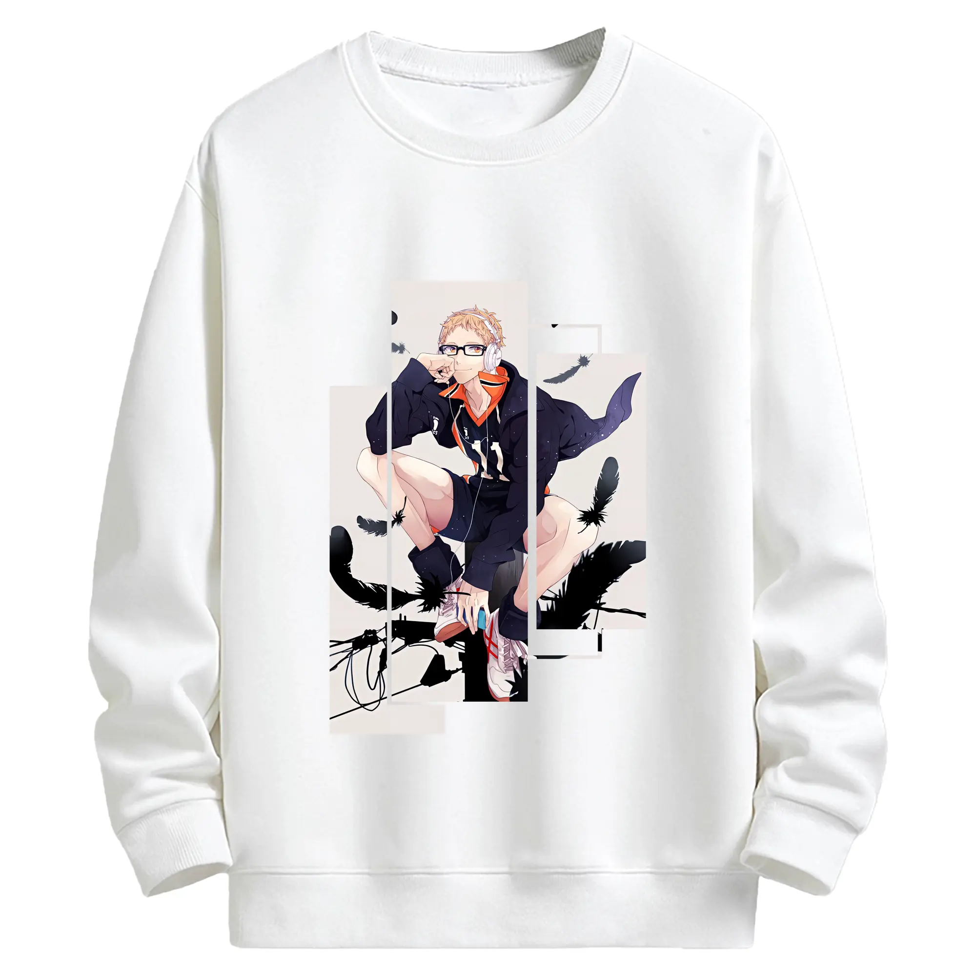 ハイキュー!! グッズ,月島蛍 - キッズ クルーネックスウェットシャツ ・ フロントプリント ・ 綿80％ ポリエステル20％ ・ 快適 通学 スポーツ 日常使い お散歩用