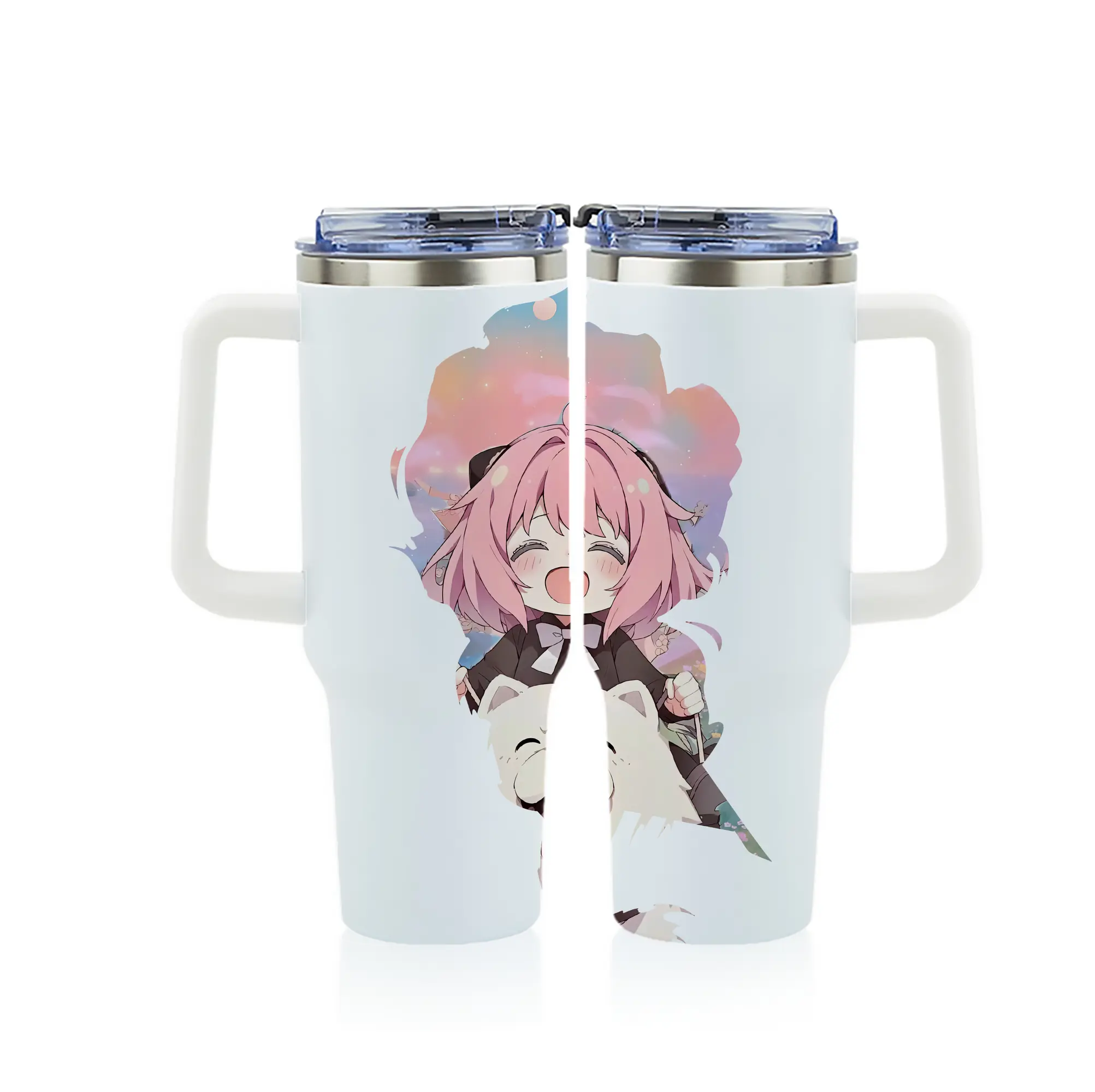 スパイファミリー グッズ,アーニャ・フォージャー（Anya Forger） - 1200mL フルプリント車用タンブラー ・ 304ステンレス 内側 ・ 201ステンレス 外側 ・ 保温 保冷 ・ 通勤 ドライブ アウトドア用