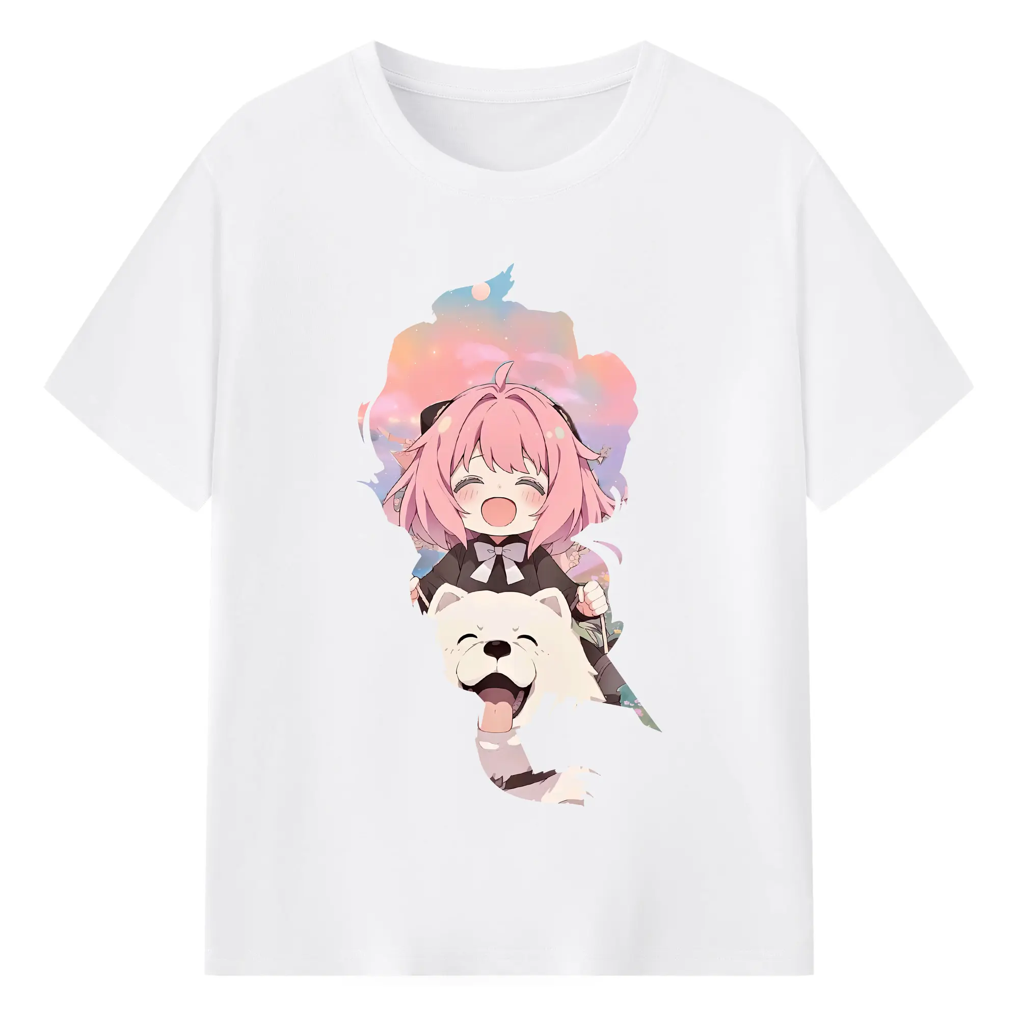 スパイファミリー グッズ,アーニャ・フォージャー（Anya Forger） - 綿100％ 半袖Tシャツ ・ フロントプリント ・ 快適 通気性 ・ 日常使い 散歩 スポーツ用