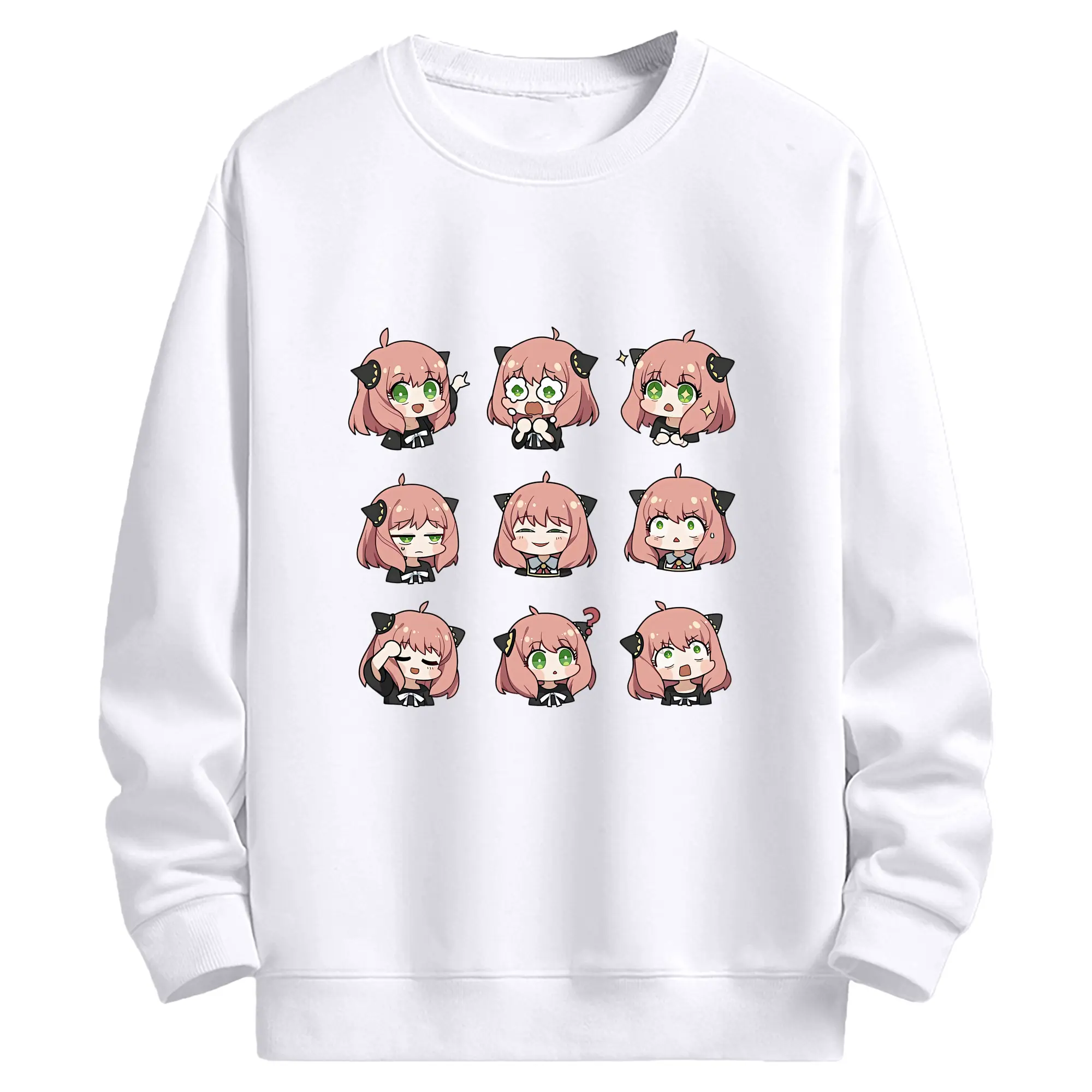 スパイファミリー グッズ,アーニャ・フォージャー（Anya Forger） - 高品質 クルーネック スウェット ・ コットン59％ ポリエステル41％ ・ ユニセックス 長袖 トレーナー ・ カジュアル デイリー スポーツ 散歩用