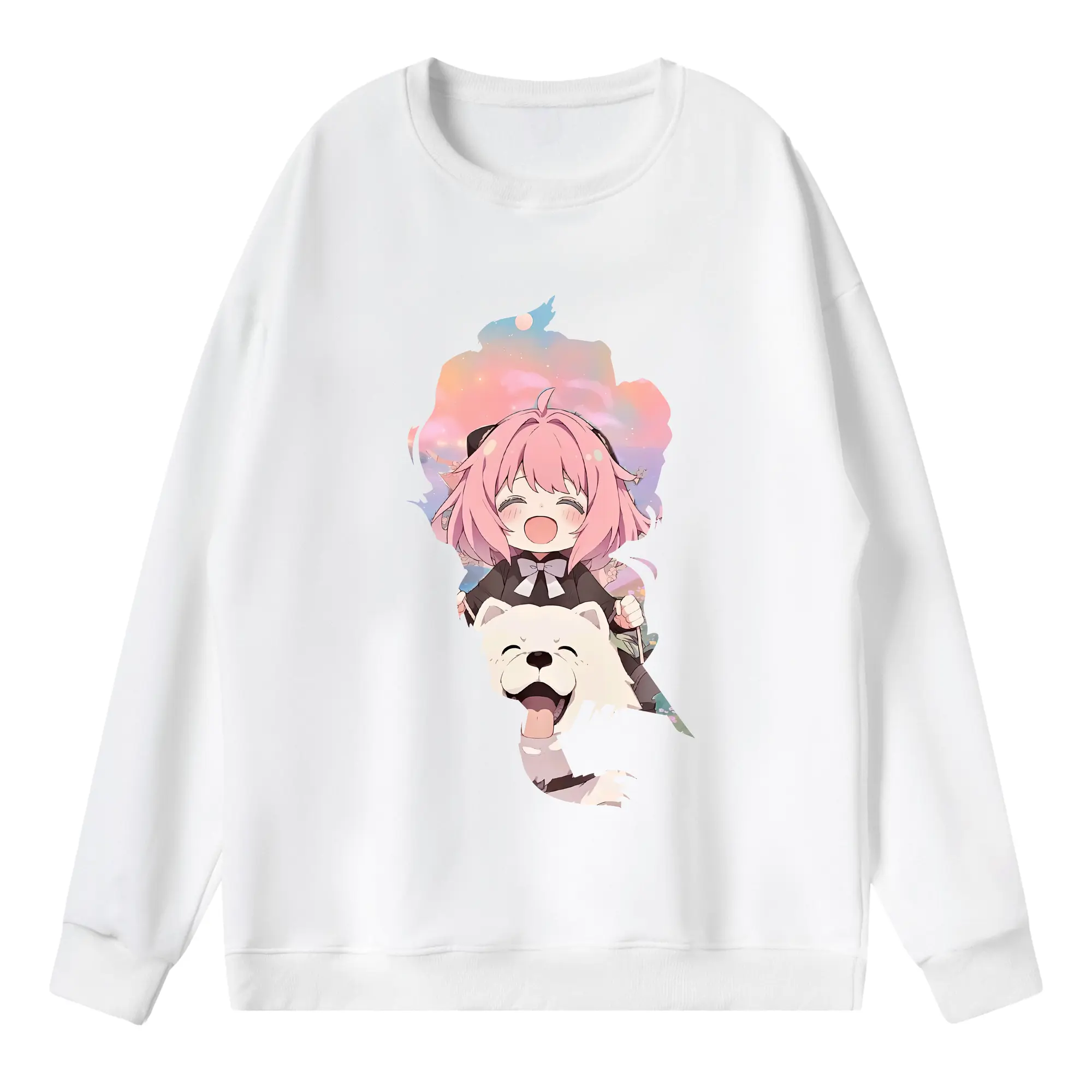 スパイファミリー グッズ,アーニャ・フォージャー（Anya Forger） - 薄手 クルーネック スウェット 裏毛260g · ポリエステル 春秋向け カジュアル 男女兼用 · トレーナー デイリー スポーツ 散歩に最適