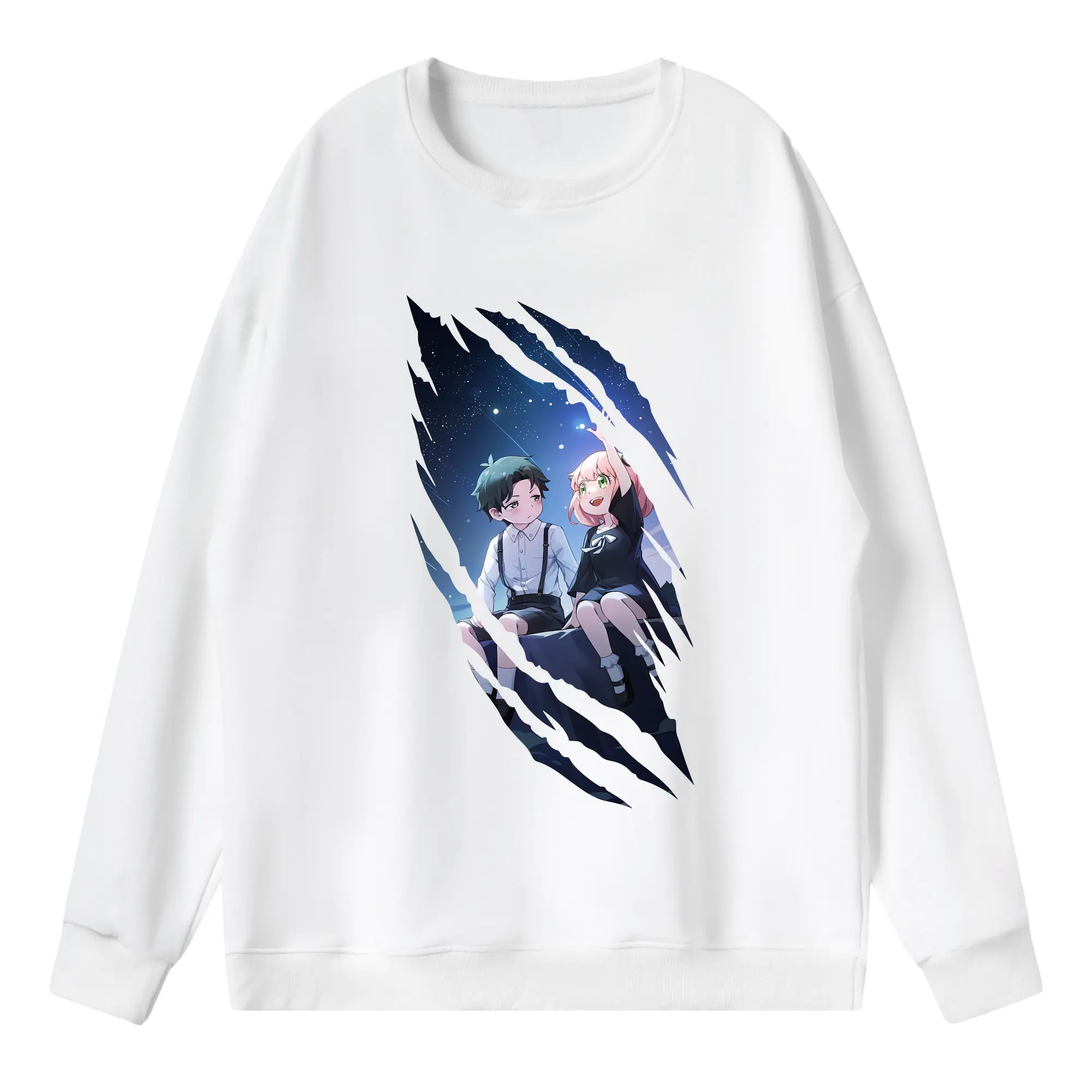 スパイファミリー グッズ,アーニャ・フォージャー（Anya Forger） - 薄手 クルーネック スウェット 裏毛260g · ポリエステル 春秋向け カジュアル 男女兼用 · トレーナー デイリー スポーツ 散歩に最適