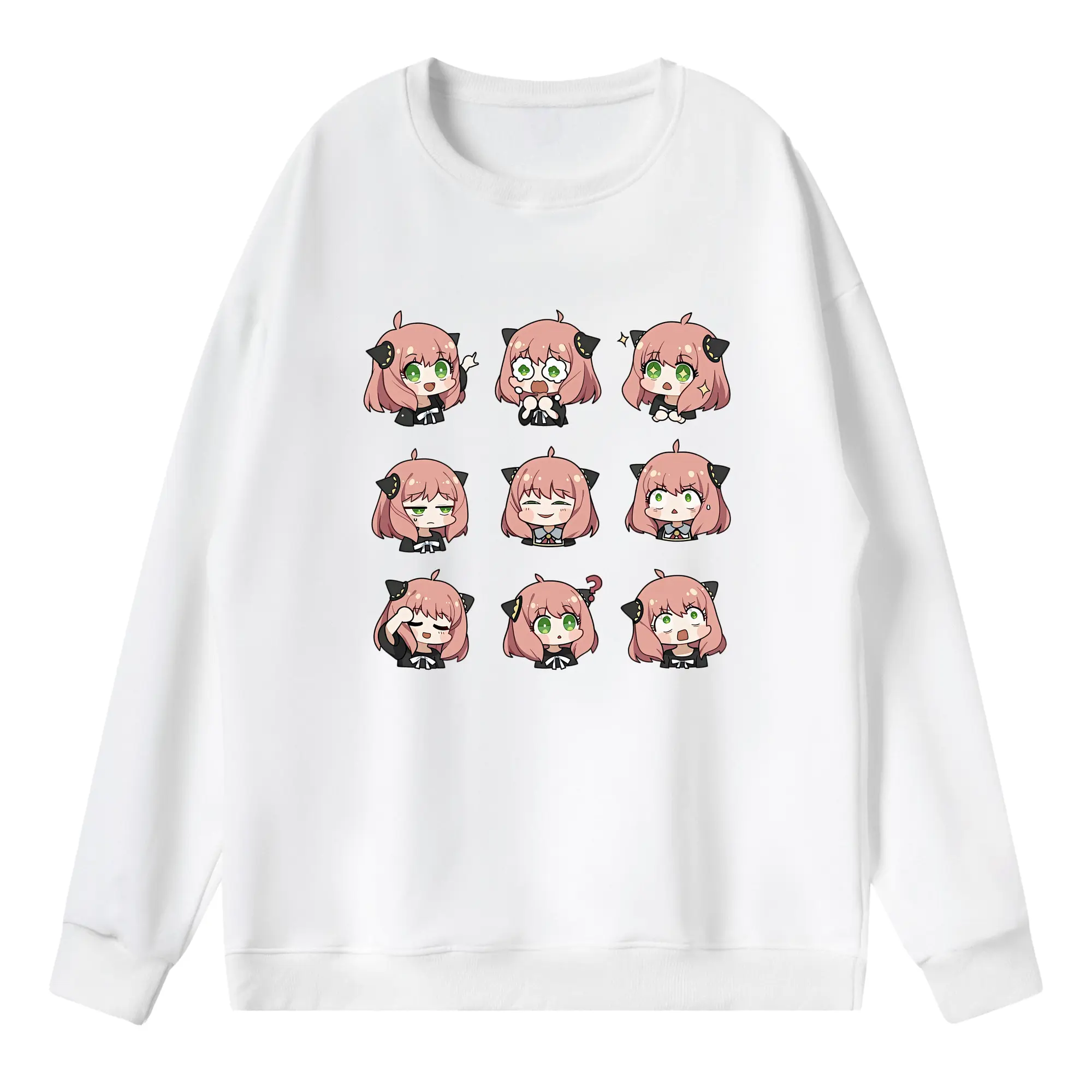 スパイファミリー グッズ,アーニャ・フォージャー（Anya Forger） - 薄手 クルーネック スウェット 裏毛260g · ポリエステル 春秋向け カジュアル 男女兼用 · トレーナー デイリー スポーツ 散歩に最適