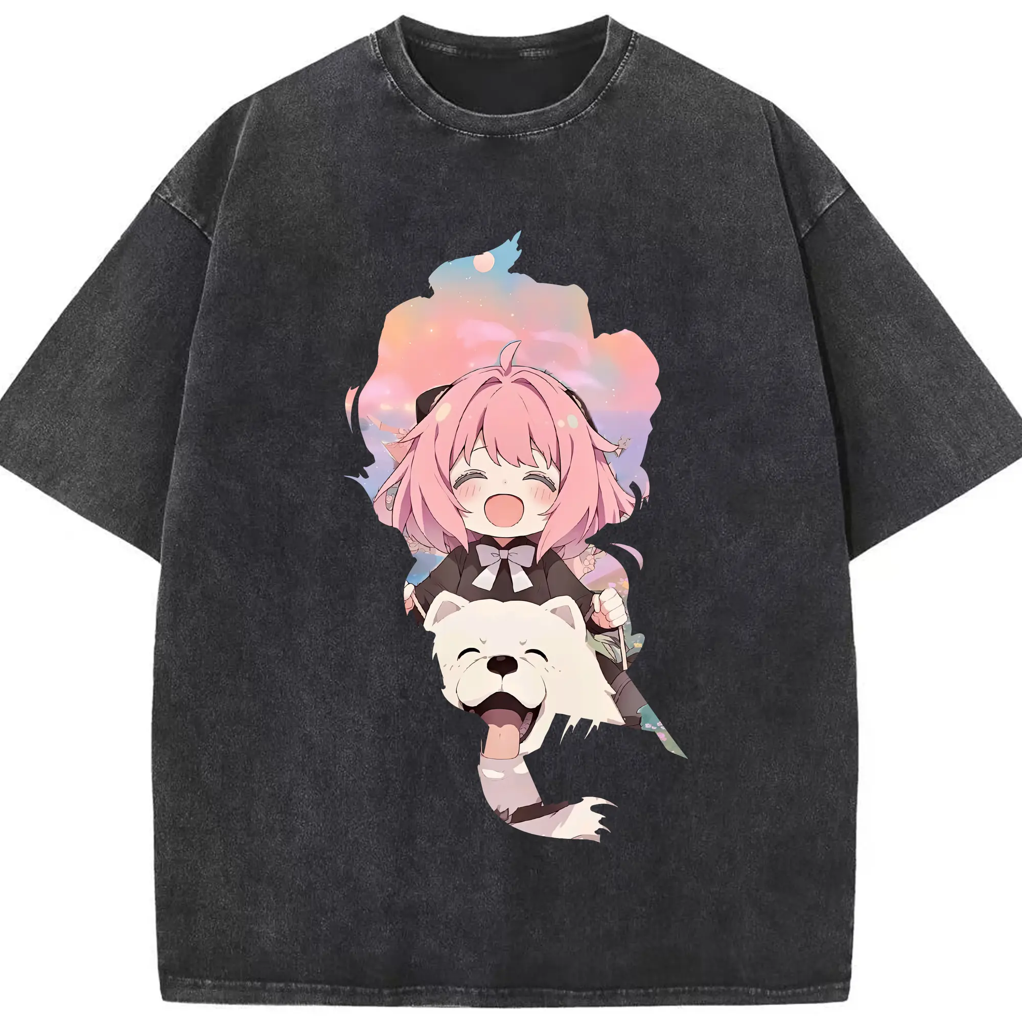 スパイファミリー グッズ,アーニャ・フォージャー（Anya Forger） - 綿100％ ヴィンテージ風 半袖Tシャツ ・ フロントプリント ・ 柔らか肌触り ・ 通気性 快適 ・ スポーツ カジュアル 外出用