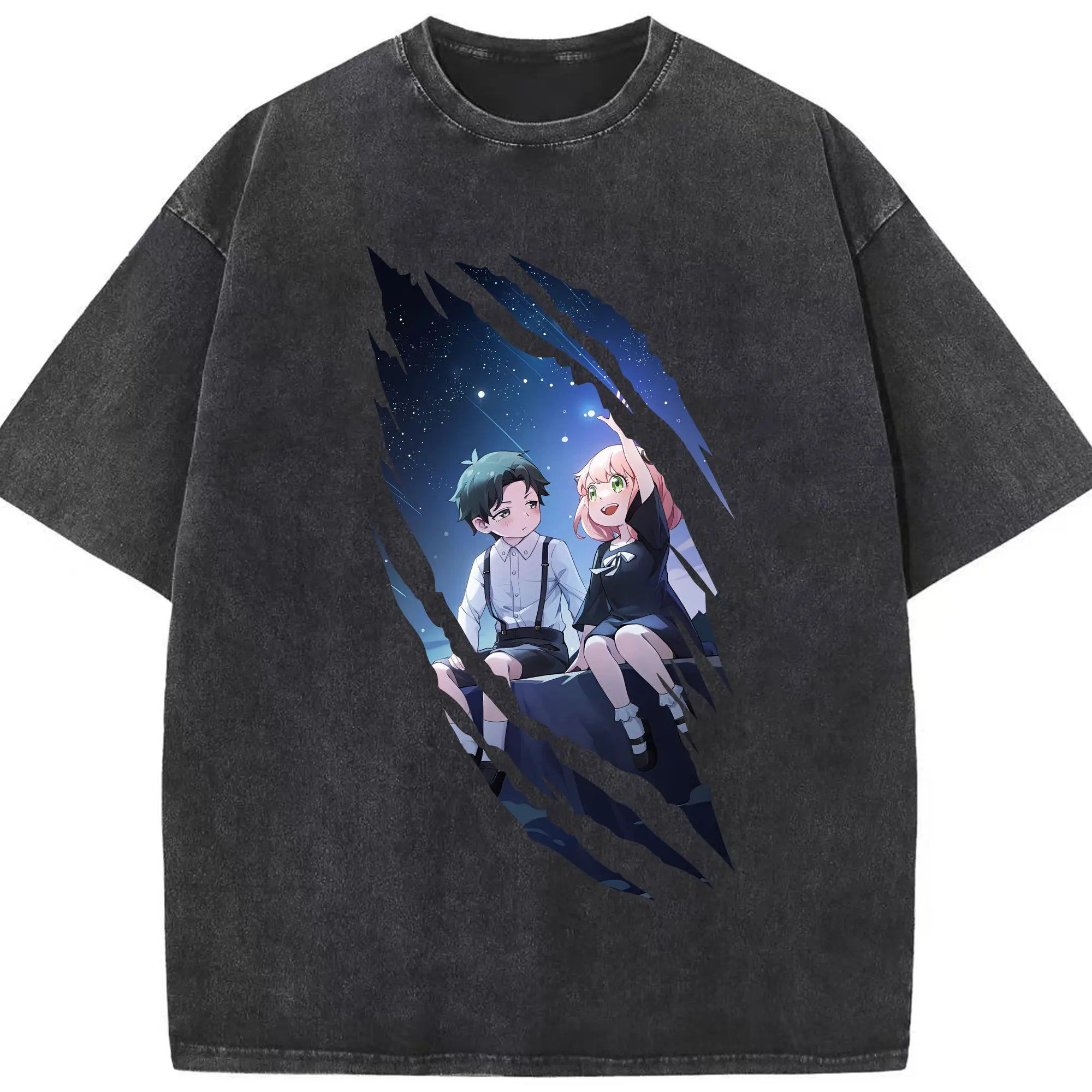 スパイファミリー グッズ,アーニャ・フォージャー（Anya Forger） - 綿100％ ヴィンテージ風 半袖Tシャツ ・ フロントプリント ・ 柔らか肌触り ・ 通気性 快適 ・ スポーツ カジュアル 外出用