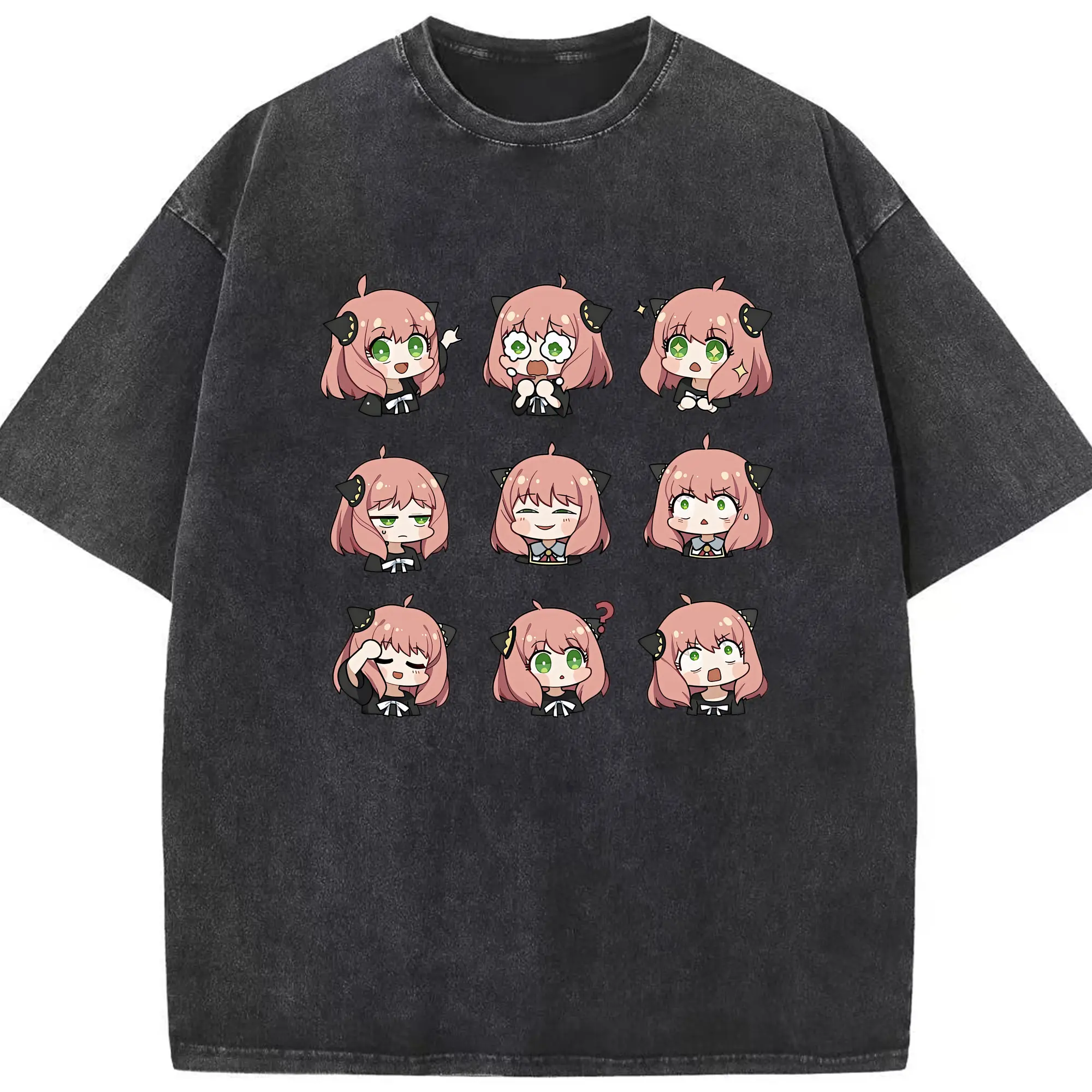 スパイファミリー グッズ,アーニャ・フォージャー（Anya Forger） - 綿100％ ヴィンテージ風 半袖Tシャツ ・ フロントプリント ・ 柔らか肌触り ・ 通気性 快適 ・ スポーツ カジュアル 外出用