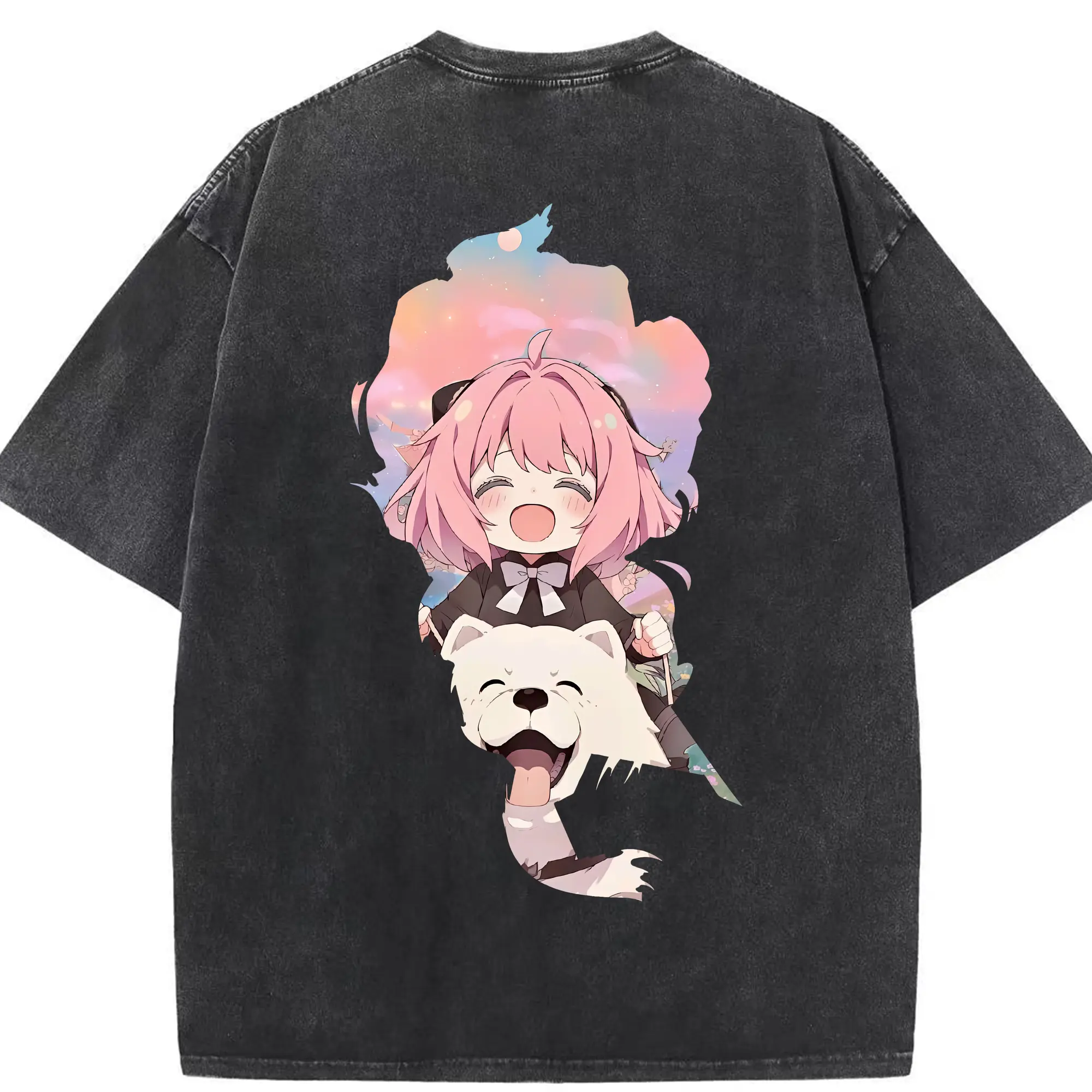 スパイファミリー グッズ,アーニャ・フォージャー（Anya Forger） - 綿100％ ヴィンテージ風 半袖Tシャツ ・ 背面プリント ・ 柔らか肌触り ・ 通気性 快適 ・ スポーツ カジュアル 外出用