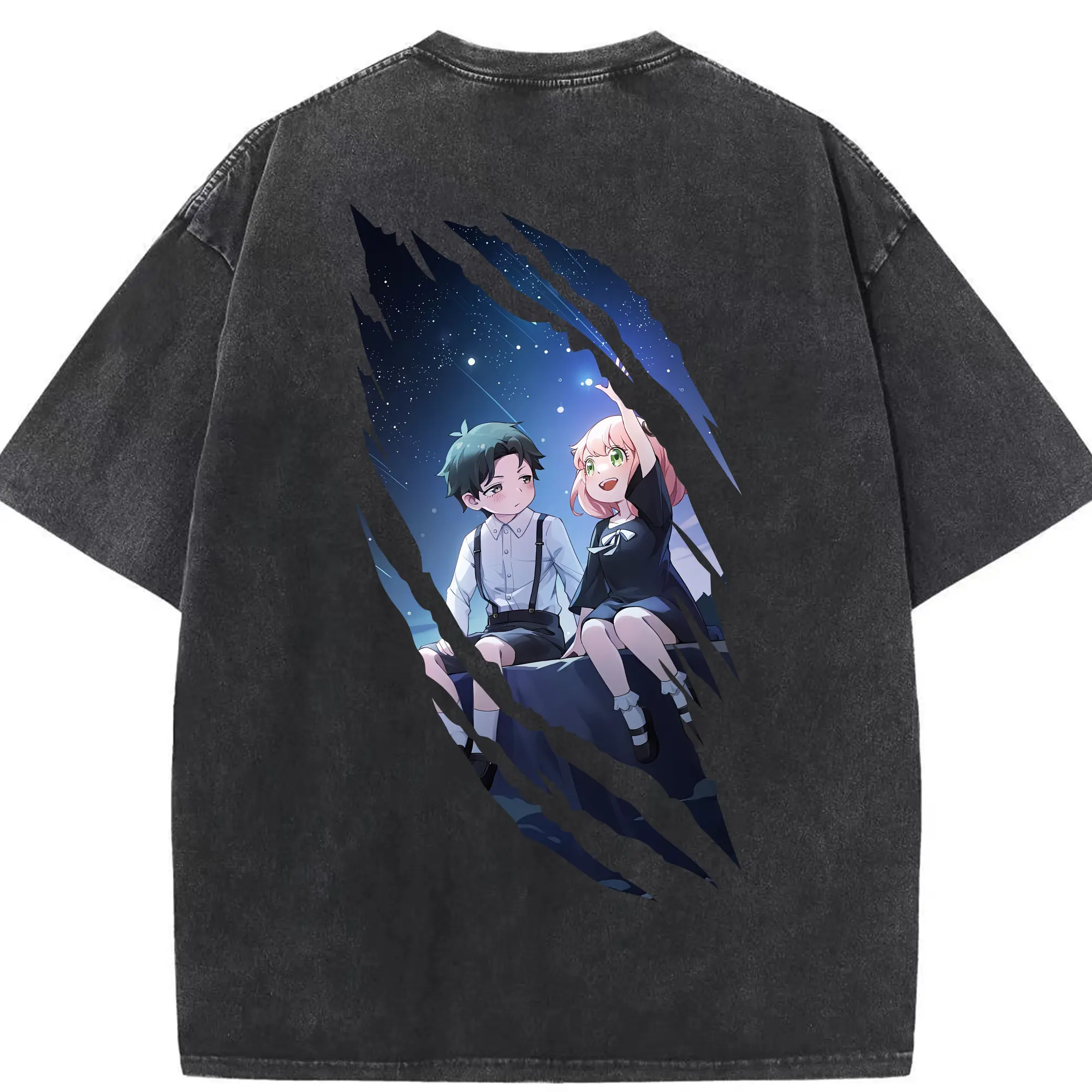 スパイファミリー グッズ,アーニャ・フォージャー（Anya Forger） - 綿100％ ヴィンテージ風 半袖Tシャツ ・ 背面プリント ・ 柔らか肌触り ・ 通気性 快適 ・ スポーツ カジュアル 外出用