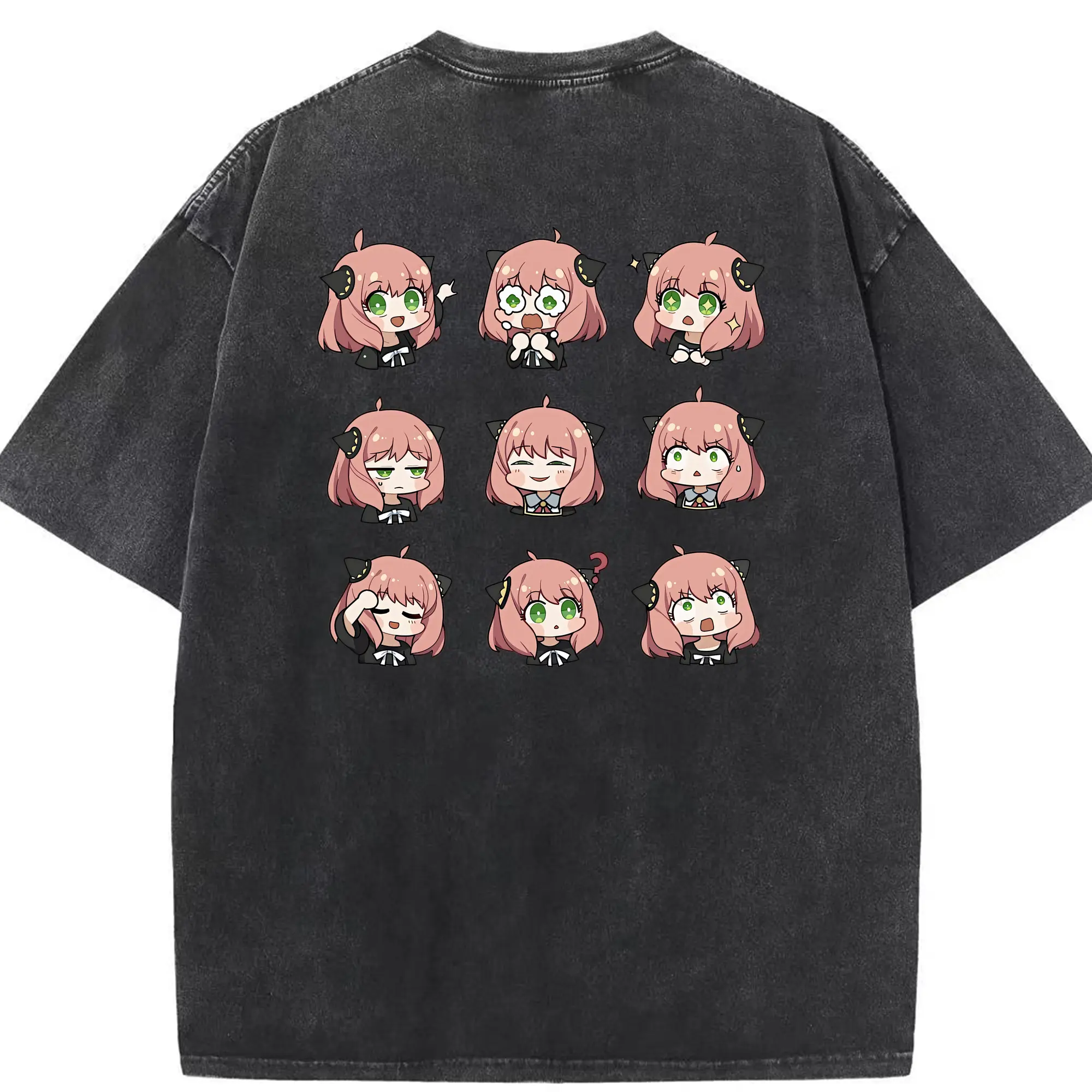 スパイファミリー グッズ,アーニャ・フォージャー（Anya Forger） - 綿100％ ヴィンテージ風 半袖Tシャツ ・ 背面プリント ・ 柔らか肌触り ・ 通気性 快適 ・ スポーツ カジュアル 外出用