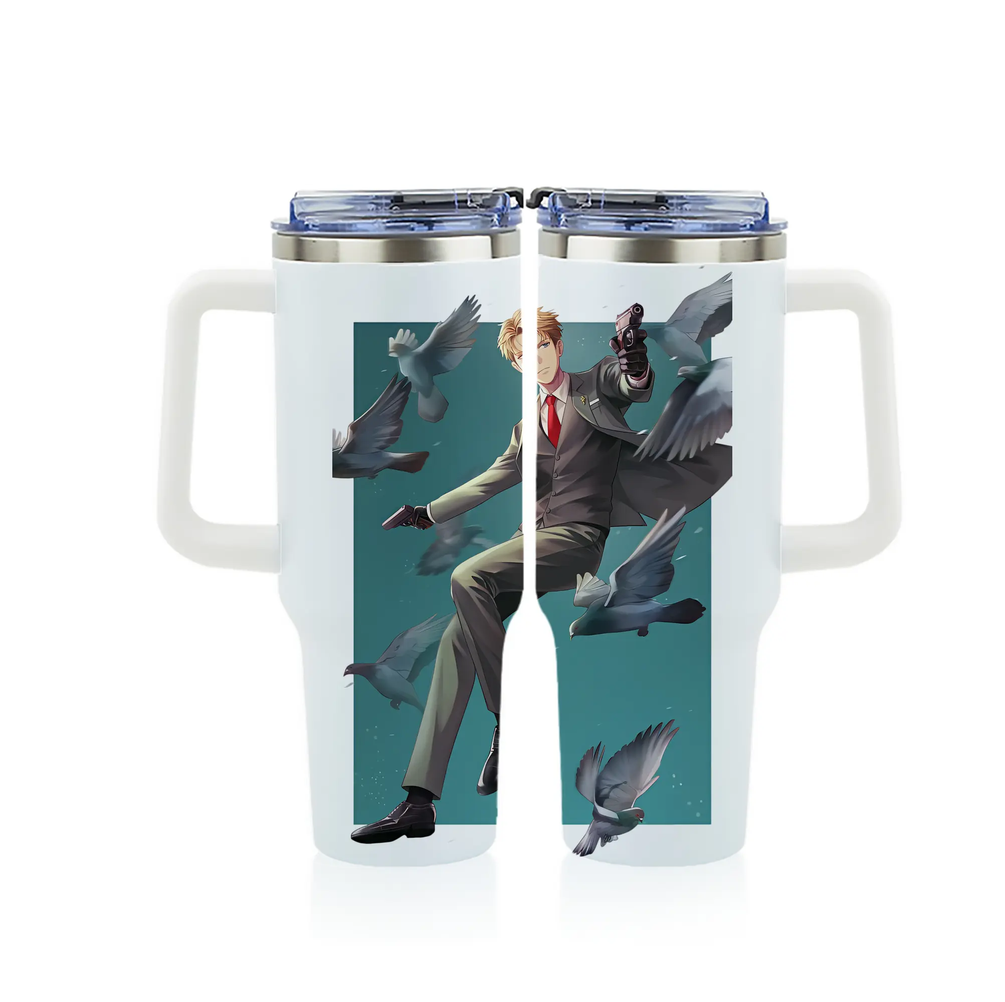 スパイファミリー グッズ,ロイド・フォージャー（Loid Forger） - 1200mL フルプリント車用タンブラー ・ 304ステンレス 内側 ・ 201ステンレス 外側 ・ 保温 保冷 ・ 通勤 ドライブ アウトドア用