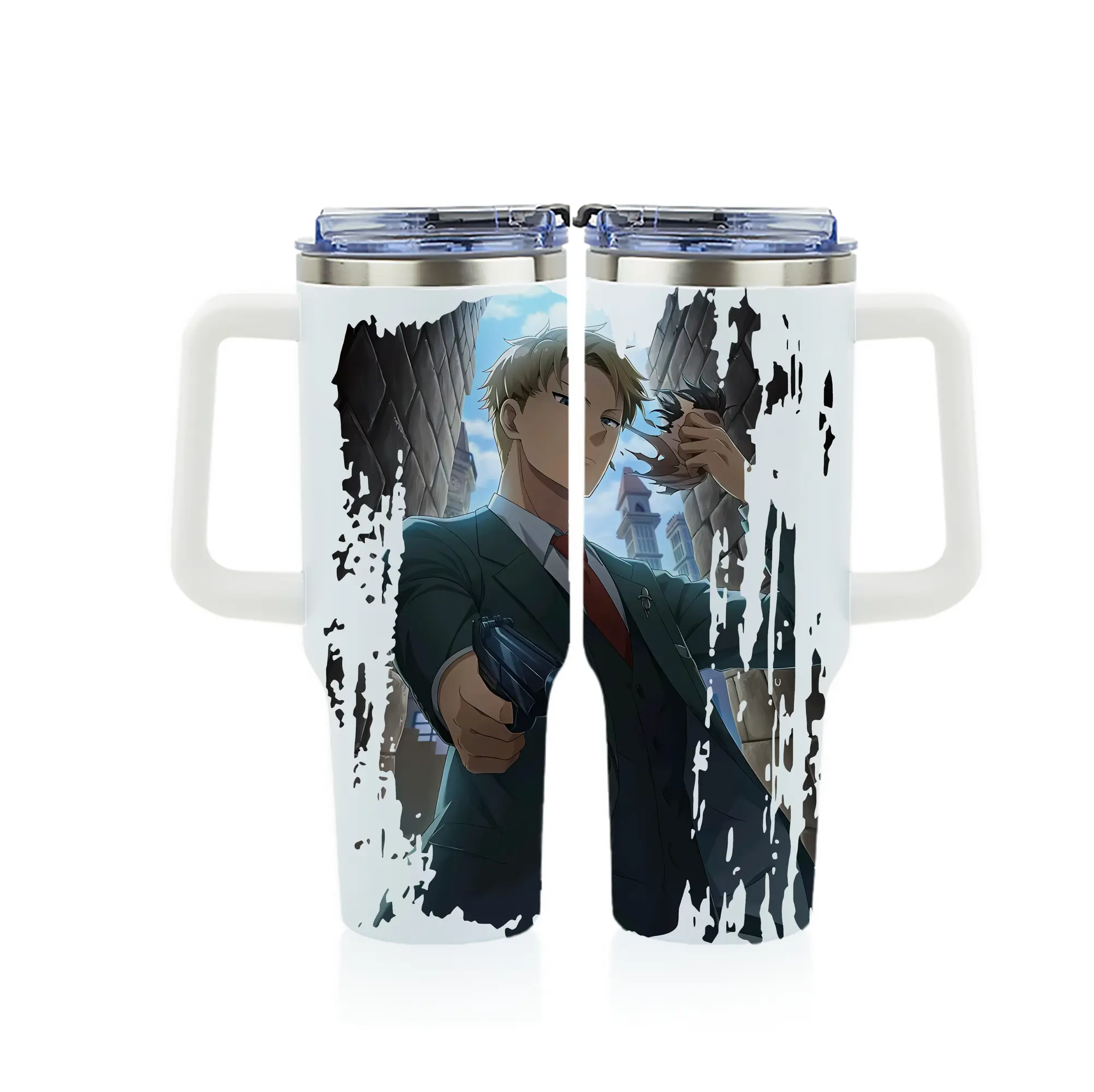 スパイファミリー グッズ,ロイド・フォージャー（Loid Forger） - 1200mL フルプリント車用タンブラー ・ 304ステンレス 内側 ・ 201ステンレス 外側 ・ 保温 保冷 ・ 通勤 ドライブ アウトドア用