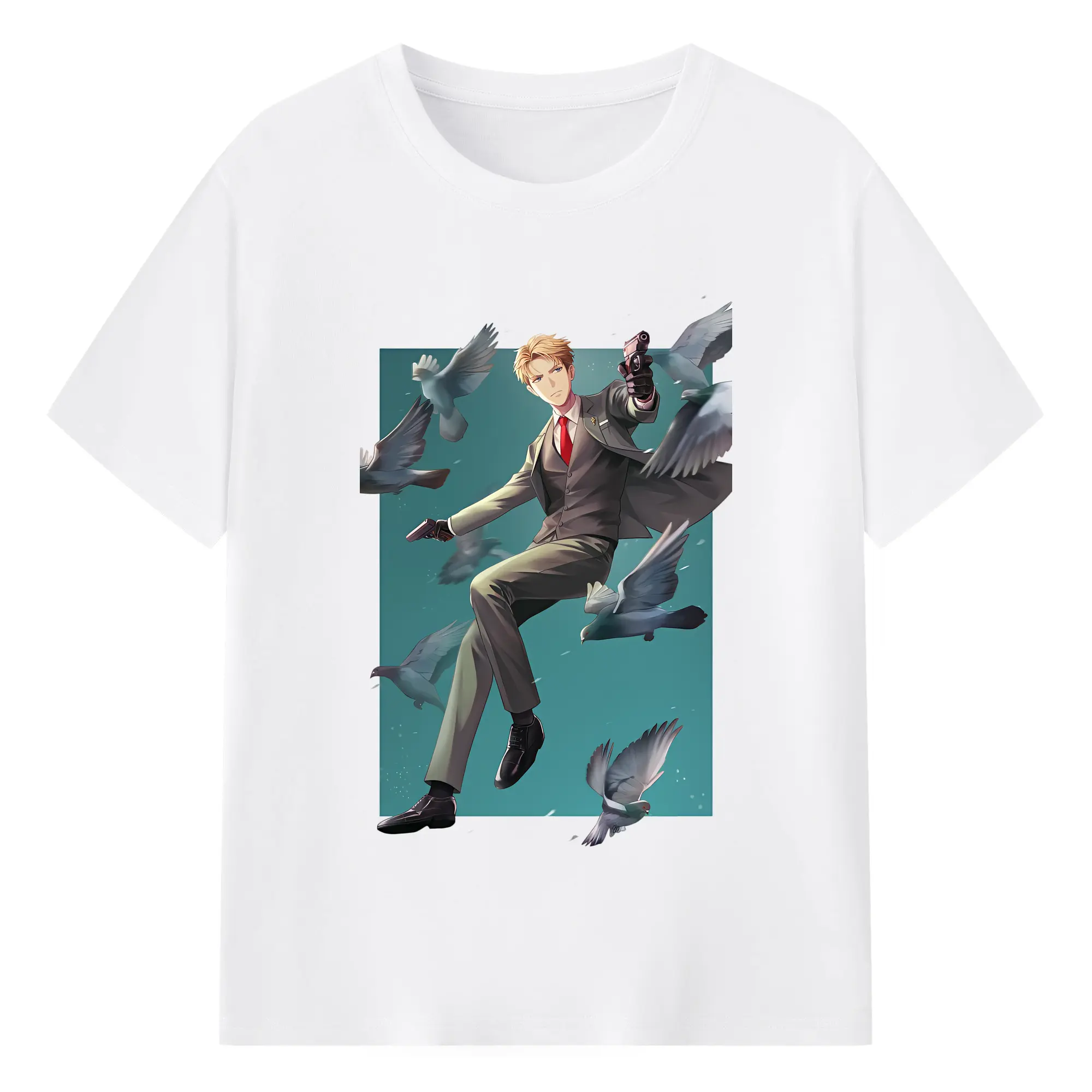 スパイファミリー グッズ,ロイド・フォージャー（Loid Forger） - 綿100％ 半袖Tシャツ ・ フロントプリント ・ 快適 通気性 ・ 日常使い 散歩 スポーツ用