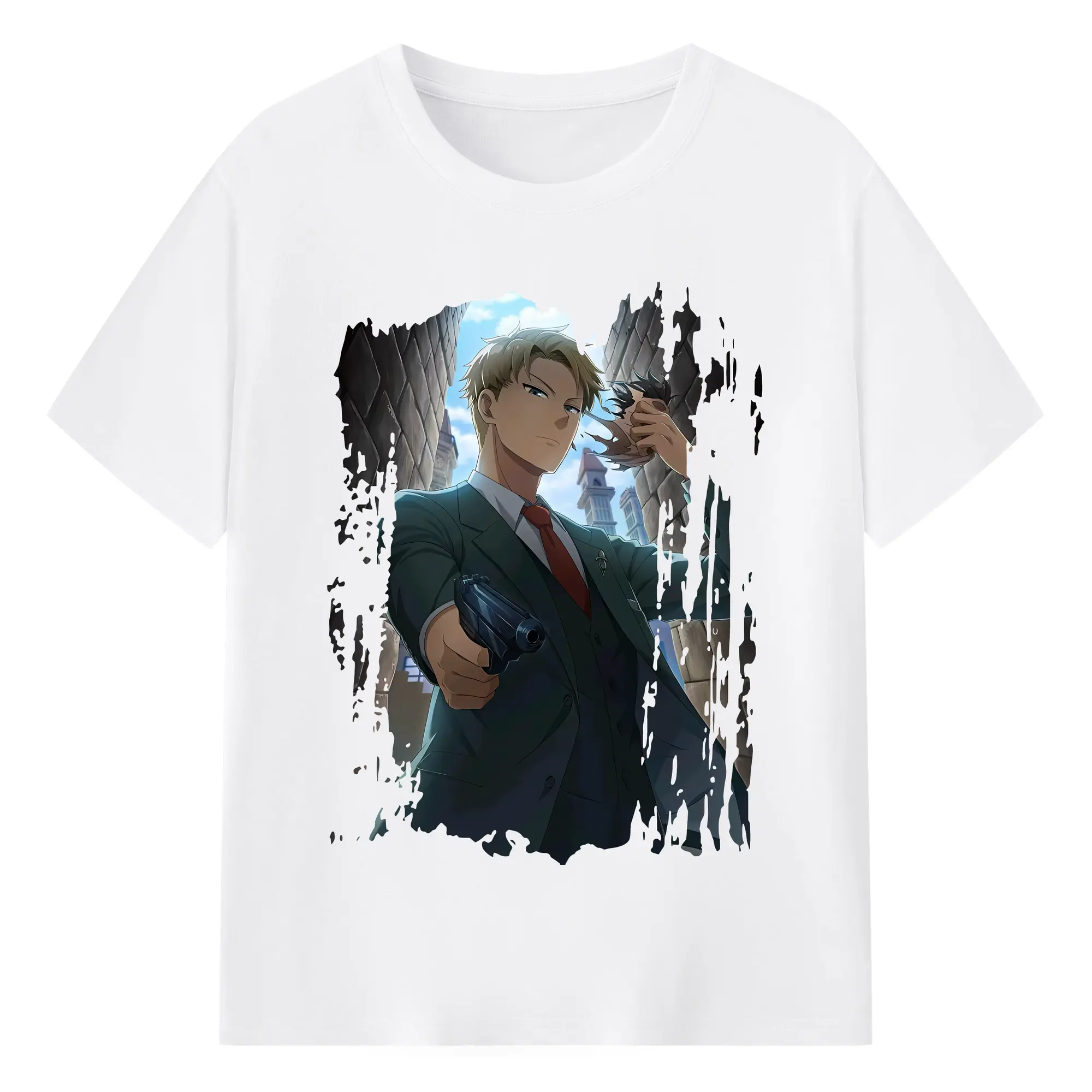 スパイファミリー グッズ,ロイド・フォージャー（Loid Forger） - 綿100％ 半袖Tシャツ ・ フロントプリント ・ 快適 通気性 ・ 日常使い 散歩 スポーツ用