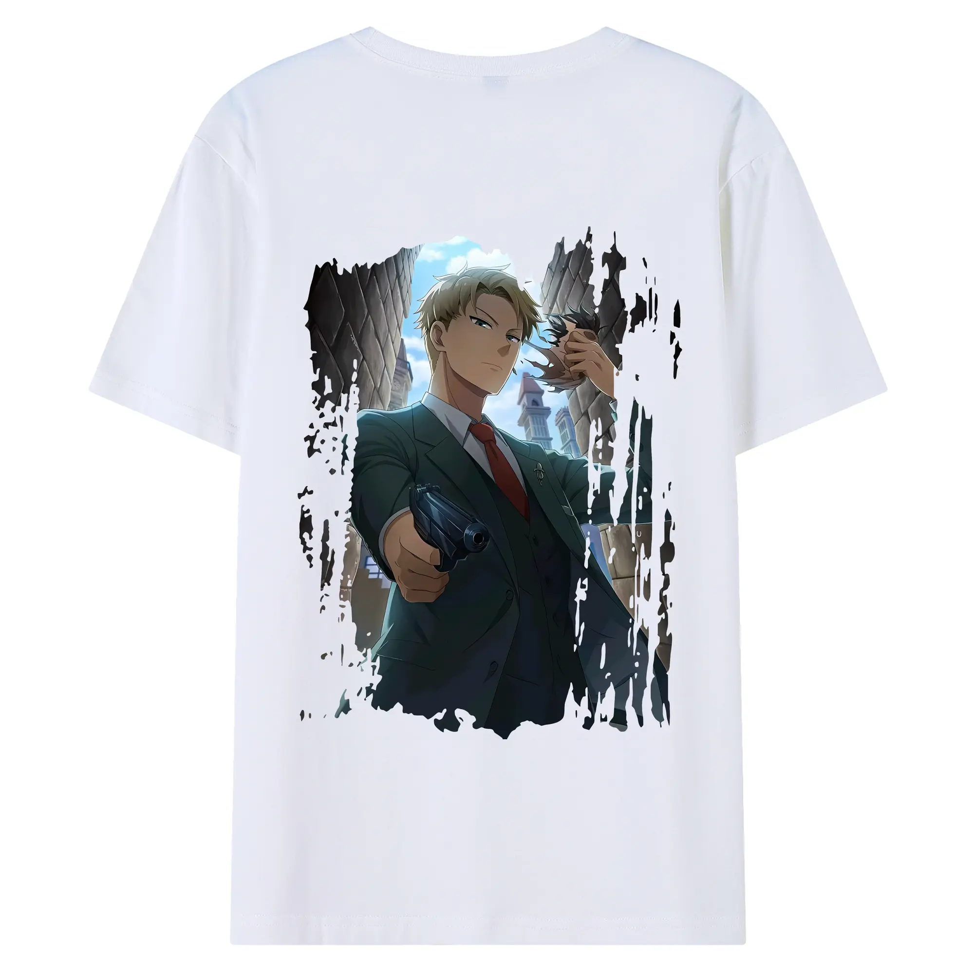 スパイファミリー グッズ,ロイド・フォージャー（Loid Forger） - 綿100％ 半袖Tシャツ ・ バックプリント ・ 快適 通気性 ・ 日常使い 散歩 スポーツ用
