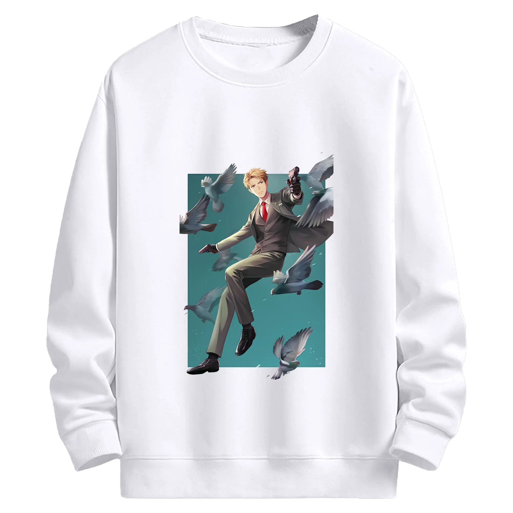 スパイファミリー グッズ,ロイド・フォージャー（Loid Forger） - 高品質 クルーネック スウェット ・ コットン59％ ポリエステル41％ ・ ユニセックス 長袖 トレーナー ・ カジュアル デイリー スポーツ 散歩用