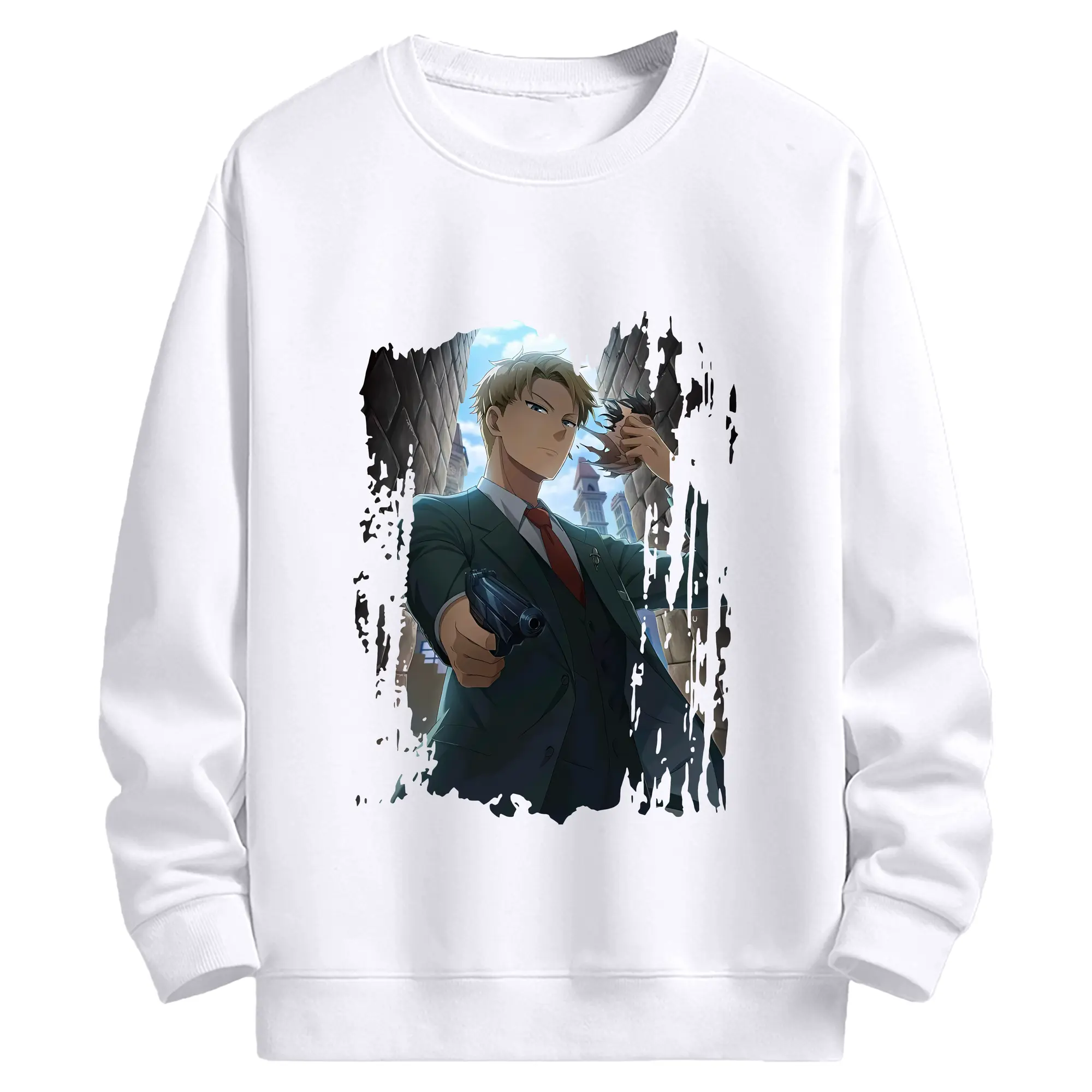 スパイファミリー グッズ,ロイド・フォージャー（Loid Forger） - 高品質 クルーネック スウェット ・ コットン59％ ポリエステル41％ ・ ユニセックス 長袖 トレーナー ・ カジュアル デイリー スポーツ 散歩用