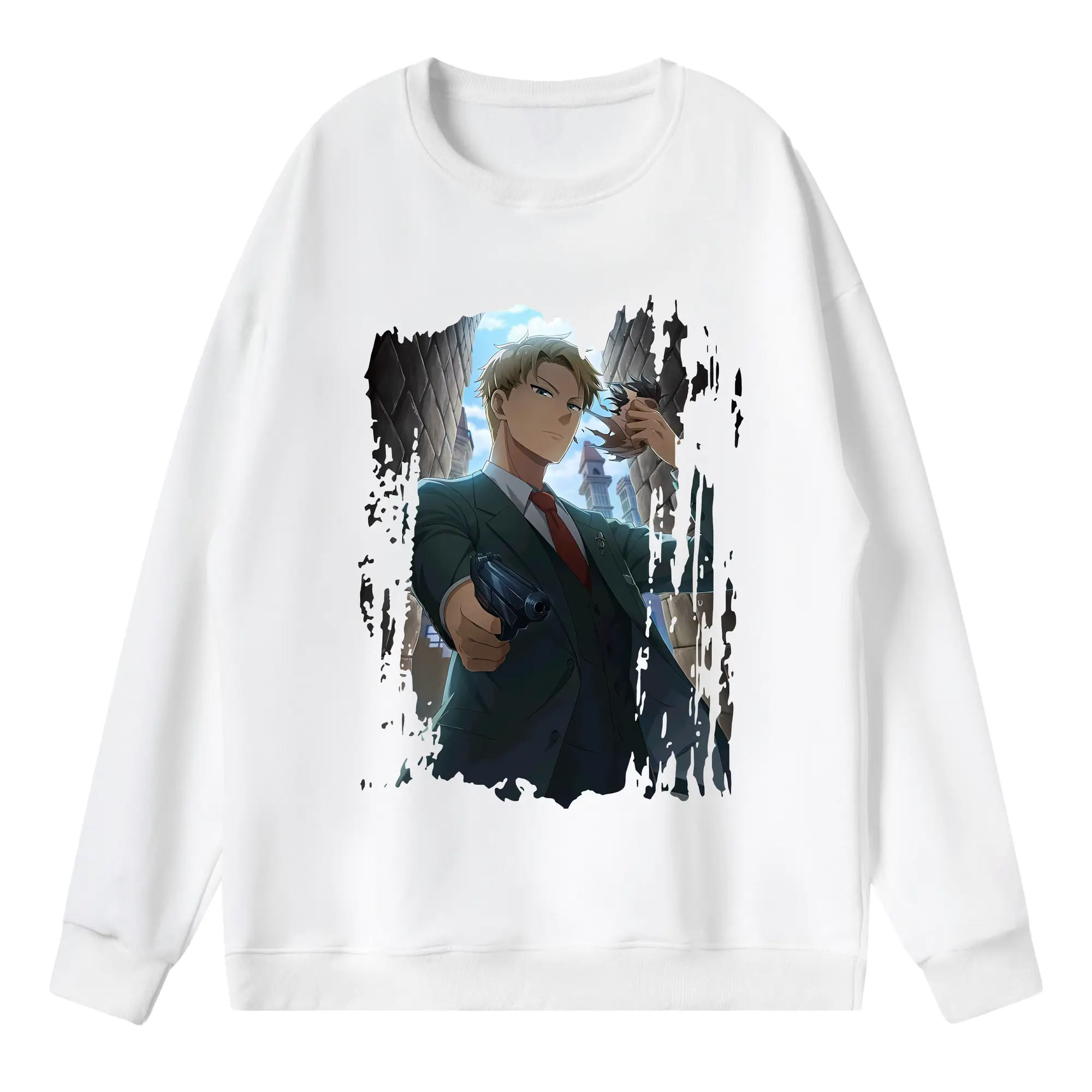 スパイファミリー グッズ,ロイド・フォージャー（Loid Forger） - 薄手 クルーネック スウェット 裏毛260g · ポリエステル 春秋向け カジュアル 男女兼用 · トレーナー デイリー スポーツ 散歩に最適