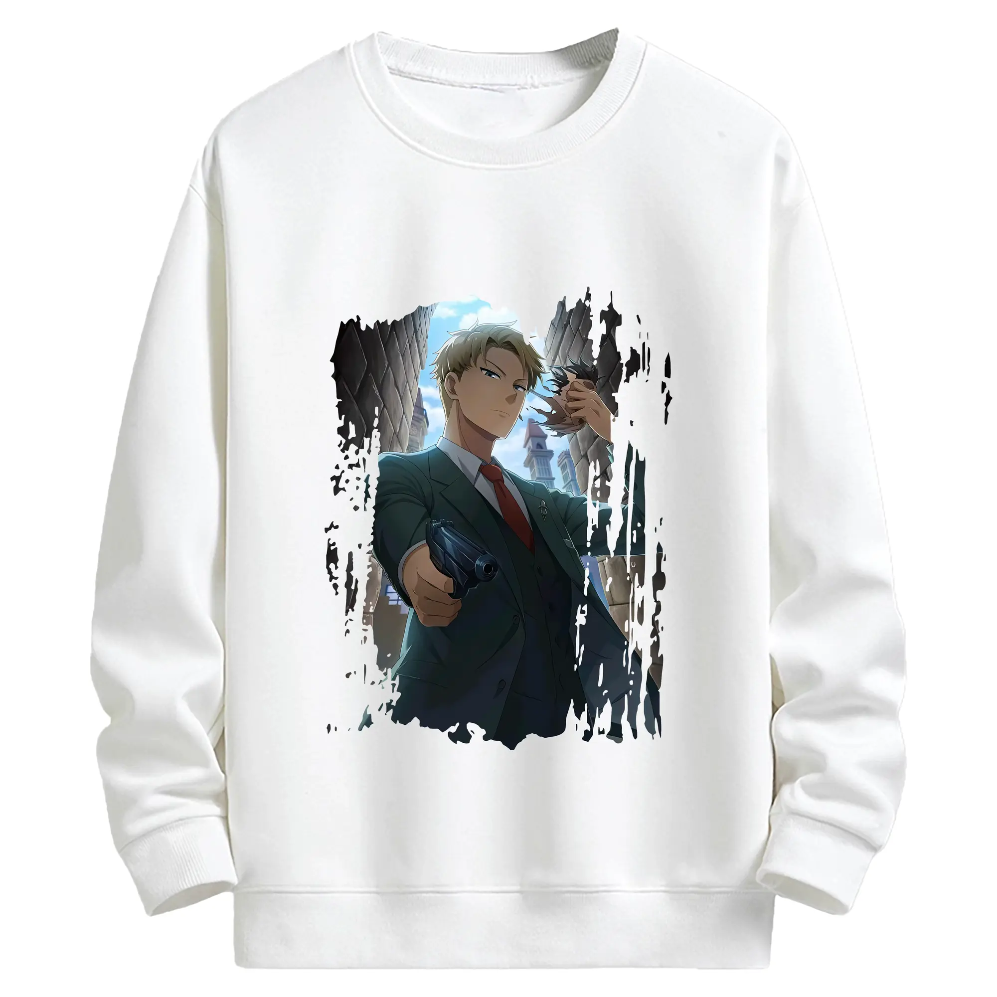 スパイファミリー グッズ,ロイド・フォージャー（Loid Forger） - キッズ クルーネックスウェットシャツ ・ フロントプリント ・ 綿80％ ポリエステル20％ ・ 快適 通学 スポーツ 日常使い お散歩用