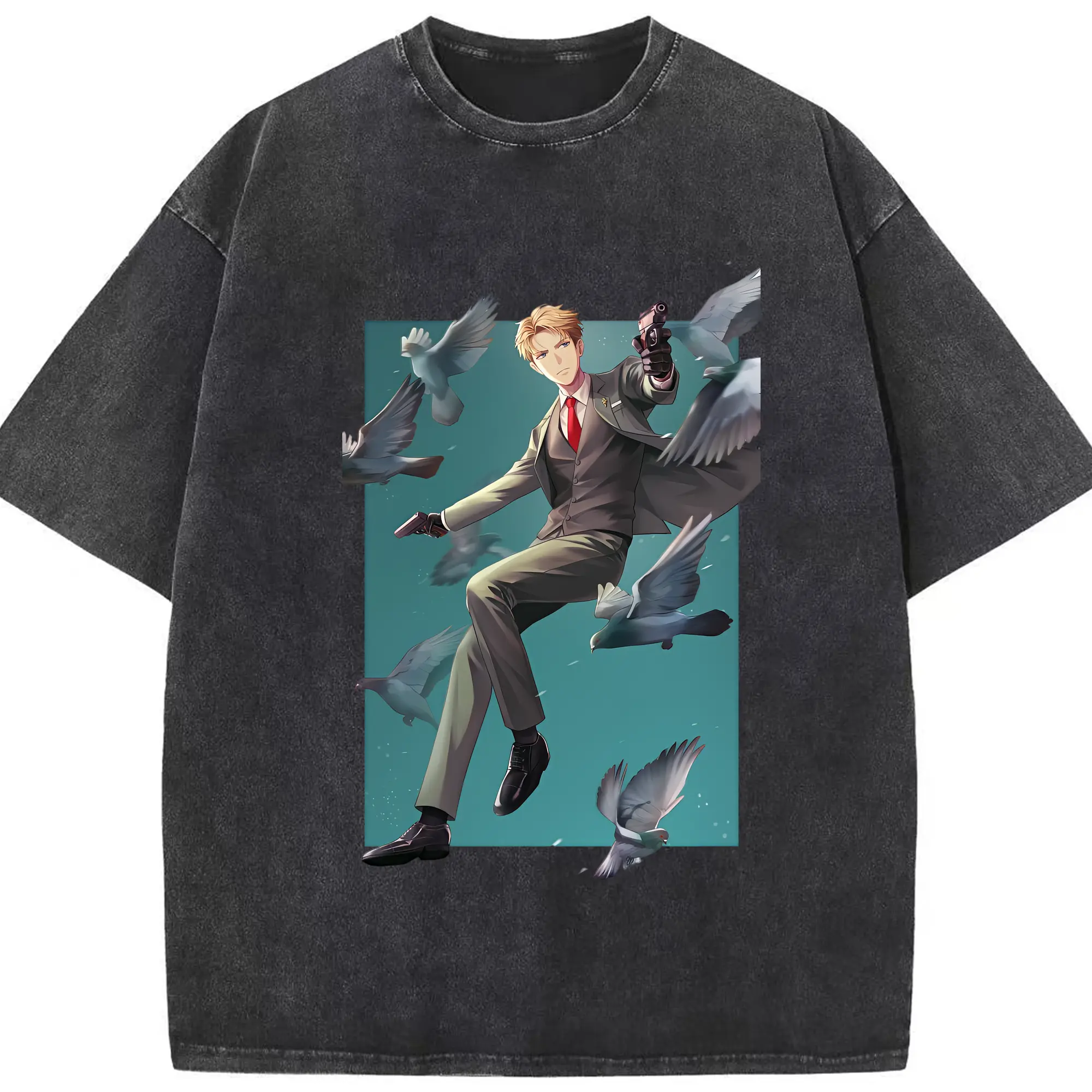 スパイファミリー グッズ,ロイド・フォージャー（Loid Forger） - 綿100％ ヴィンテージ風 半袖Tシャツ ・ フロントプリント ・ 柔らか肌触り ・ 通気性 快適 ・ スポーツ カジュアル 外出用