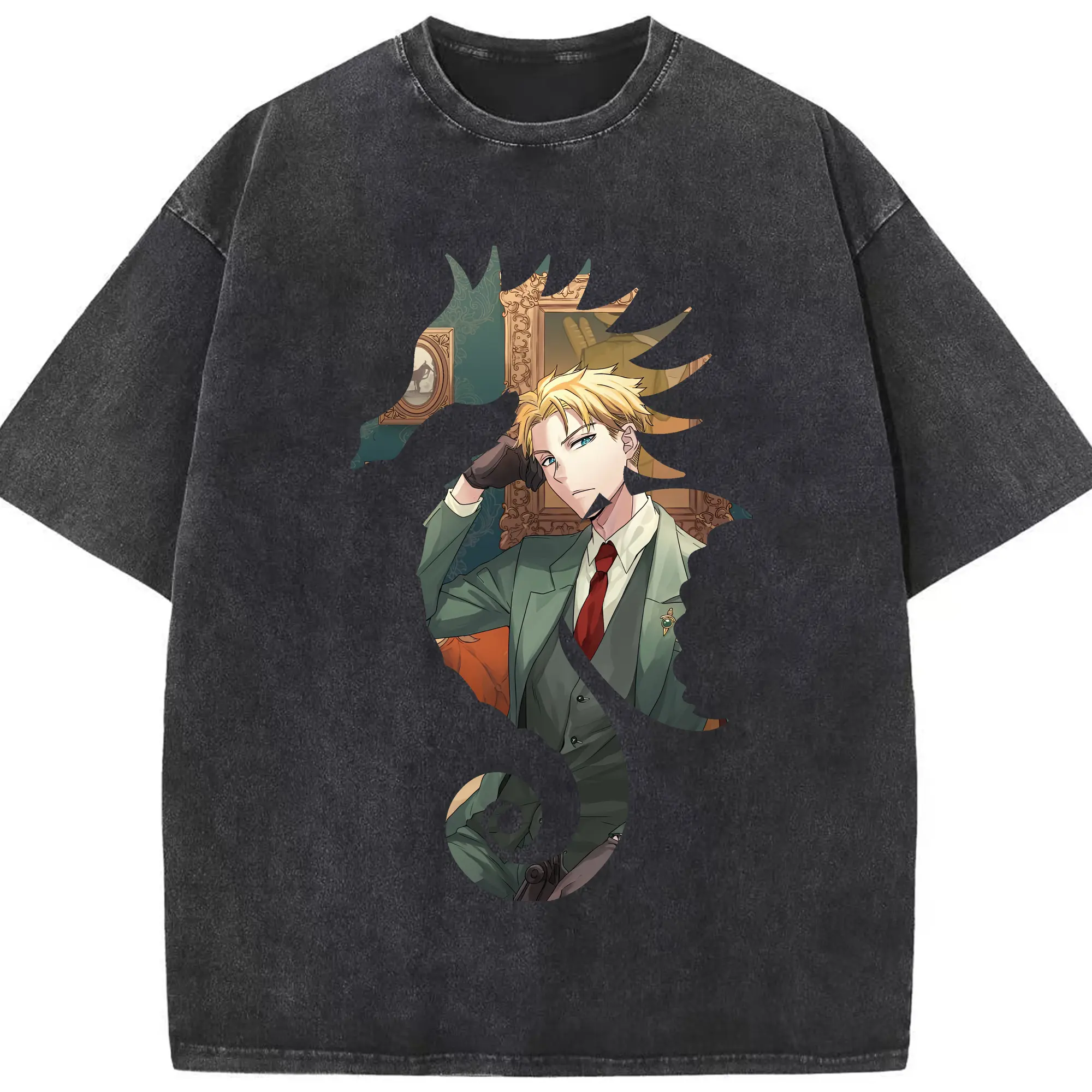 スパイファミリー グッズ,ロイド・フォージャー（Loid Forger） - 綿100％ ヴィンテージ風 半袖Tシャツ ・ フロントプリント ・ 柔らか肌触り ・ 通気性 快適 ・ スポーツ カジュアル 外出用