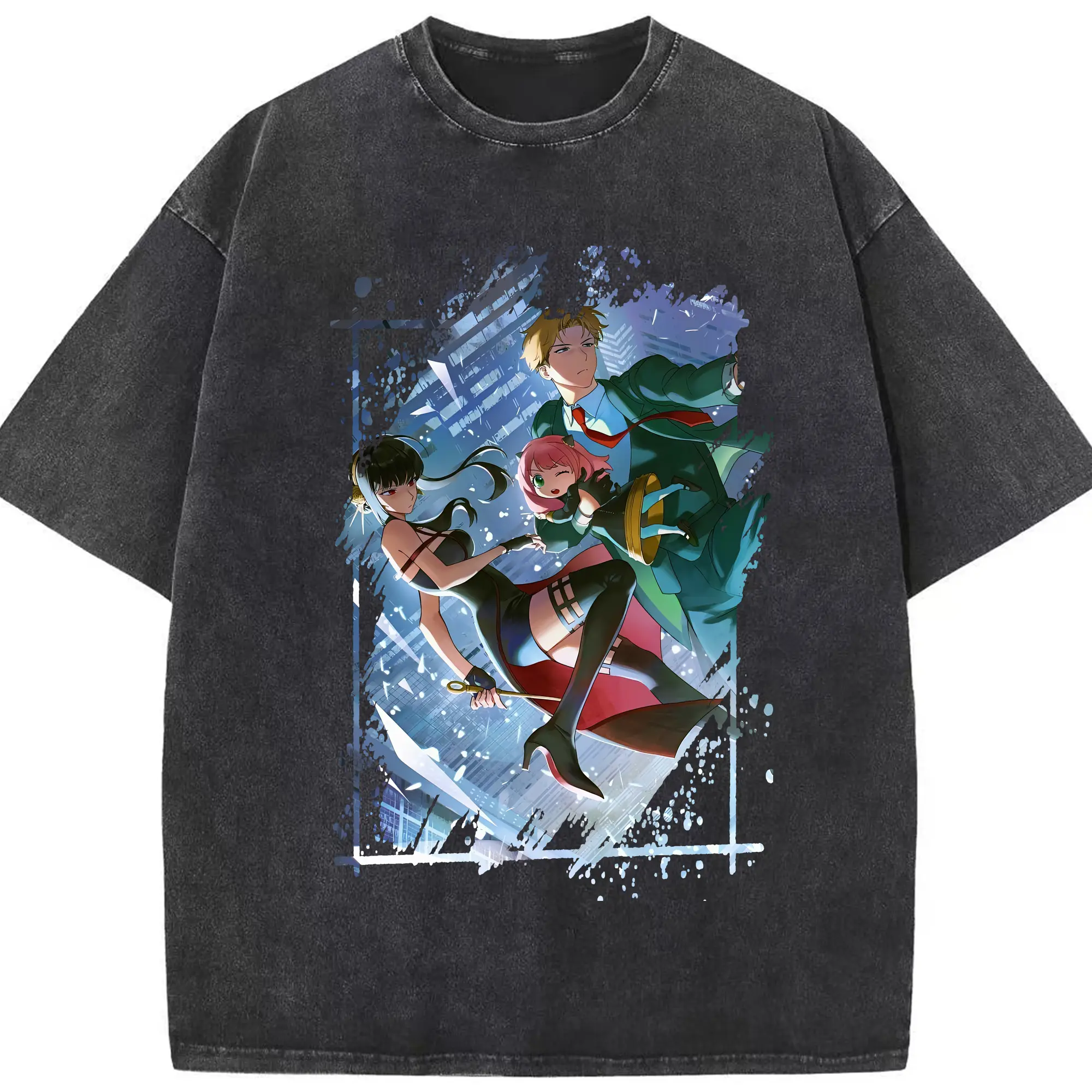 スパイファミリー グッズ,ロイド・フォージャー（Loid Forger） - 綿100％ ヴィンテージ風 半袖Tシャツ ・ フロントプリント ・ 柔らか肌触り ・ 通気性 快適 ・ スポーツ カジュアル 外出用