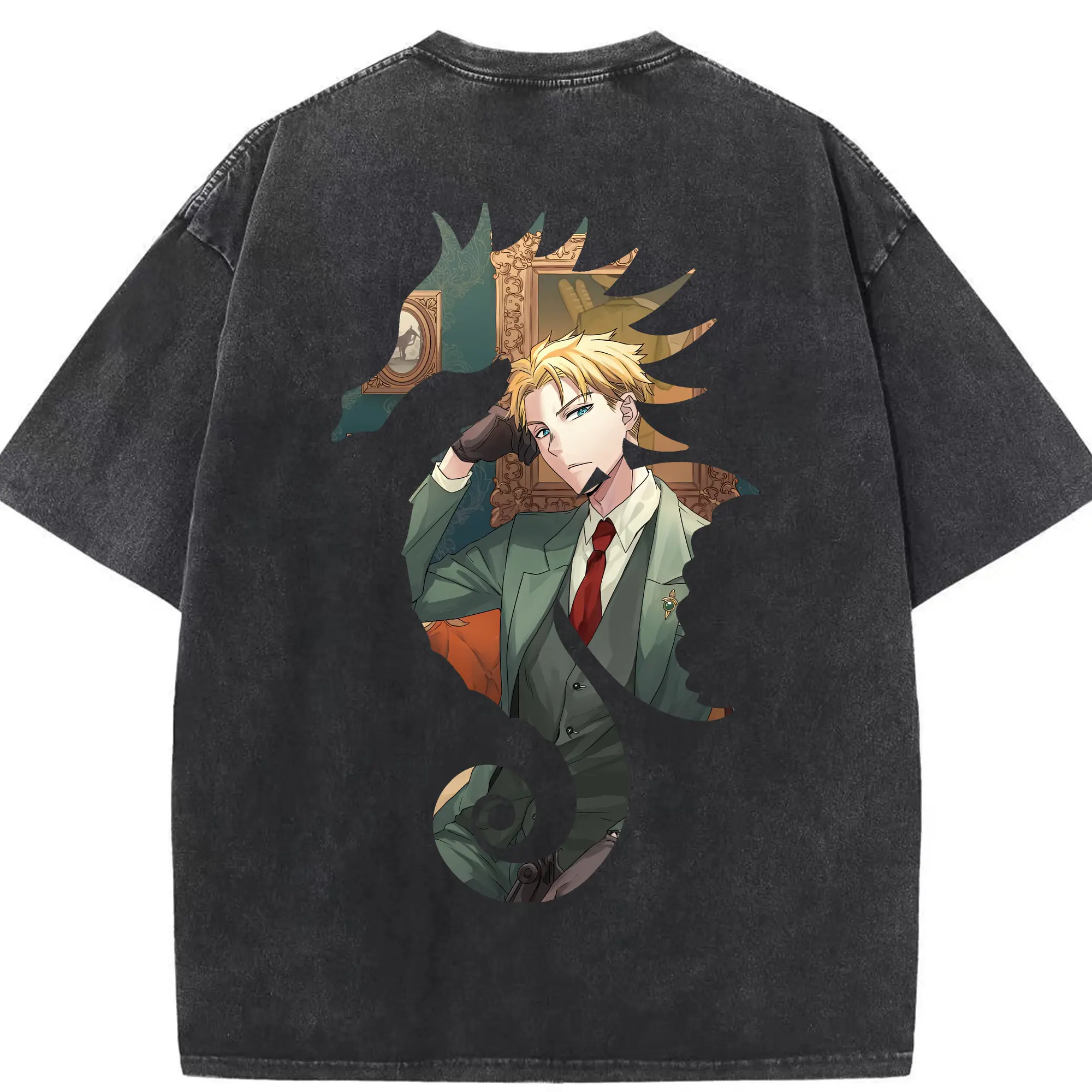 スパイファミリー グッズ,ロイド・フォージャー（Loid Forger） - 綿100％ ヴィンテージ風 半袖Tシャツ ・ 背面プリント ・ 柔らか肌触り ・ 通気性 快適 ・ スポーツ カジュアル 外出用