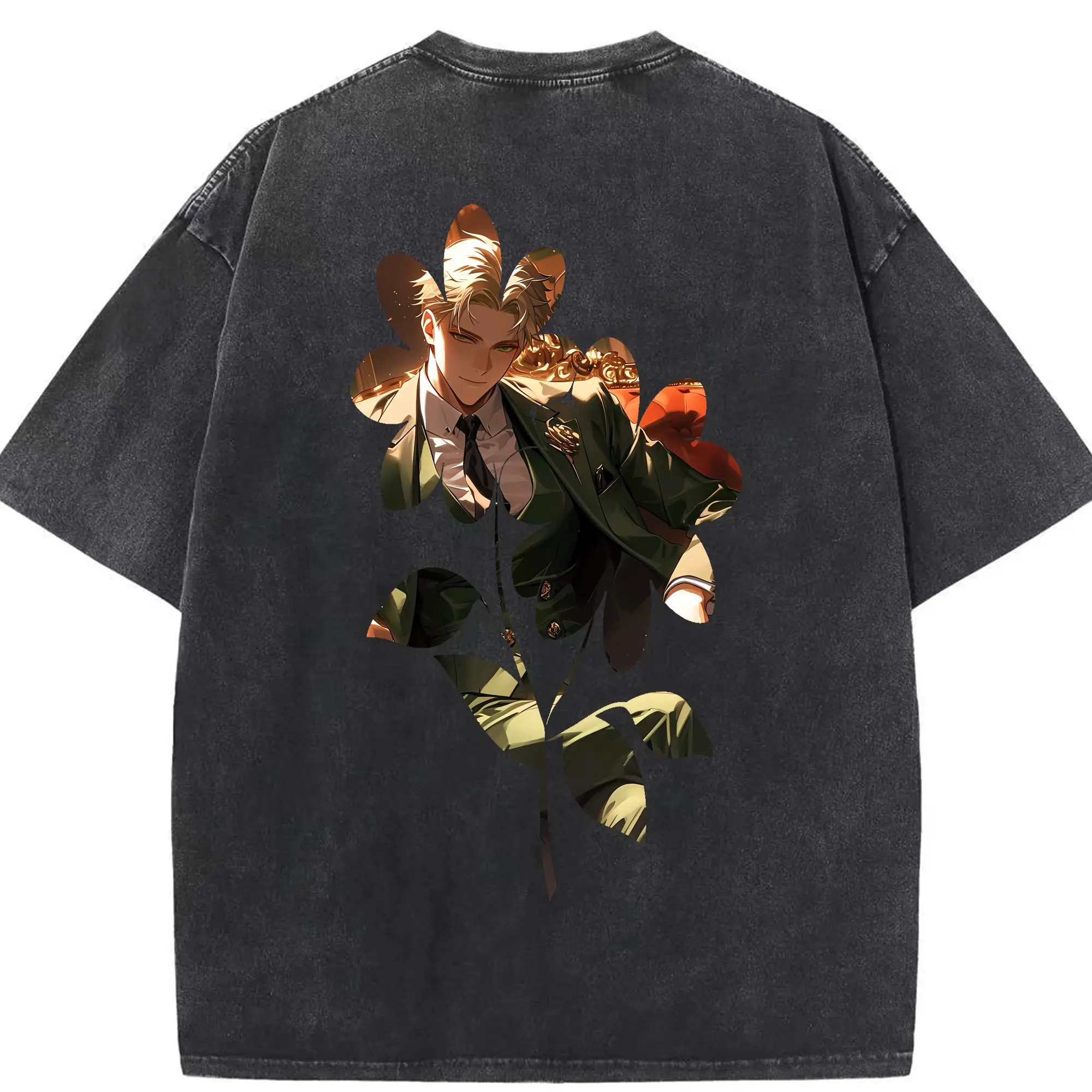 スパイファミリー グッズ,ロイド・フォージャー（Loid Forger） - 綿100％ ヴィンテージ風 半袖Tシャツ ・ 背面プリント ・ 柔らか肌触り ・ 通気性 快適 ・ スポーツ カジュアル 外出用