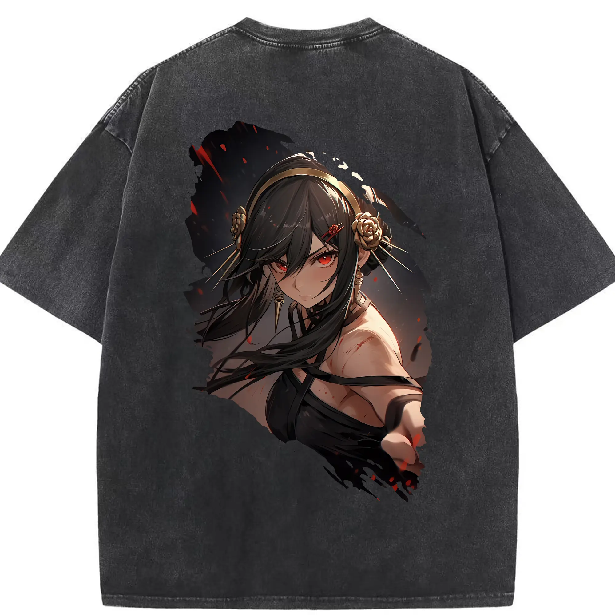 スパイファミリー グッズ,ヨル・フォージャー（Yor Forger） - 綿100％ ヴィンテージ風 半袖Tシャツ ・ 背面プリント ・ 柔らか肌触り ・ 通気性 快適 ・ スポーツ カジュアル 外出用