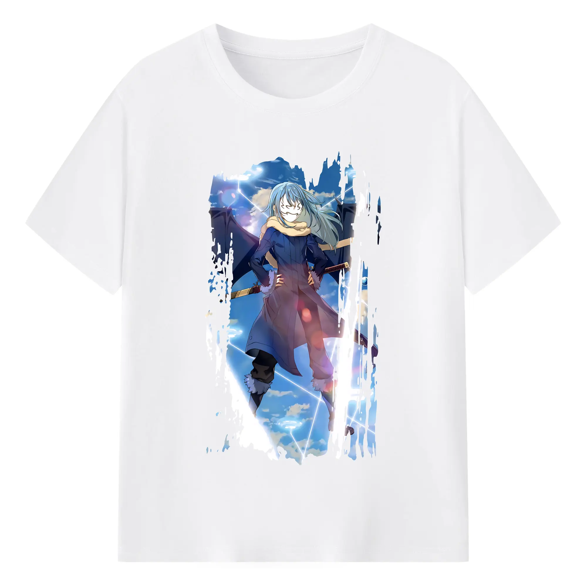 転生したらスライムだった件 グッズ,リムル・テンペスト - 綿100％ 半袖Tシャツ ・ フロントプリント ・ 快適 通気性 ・ 日常使い 散歩 スポーツ用