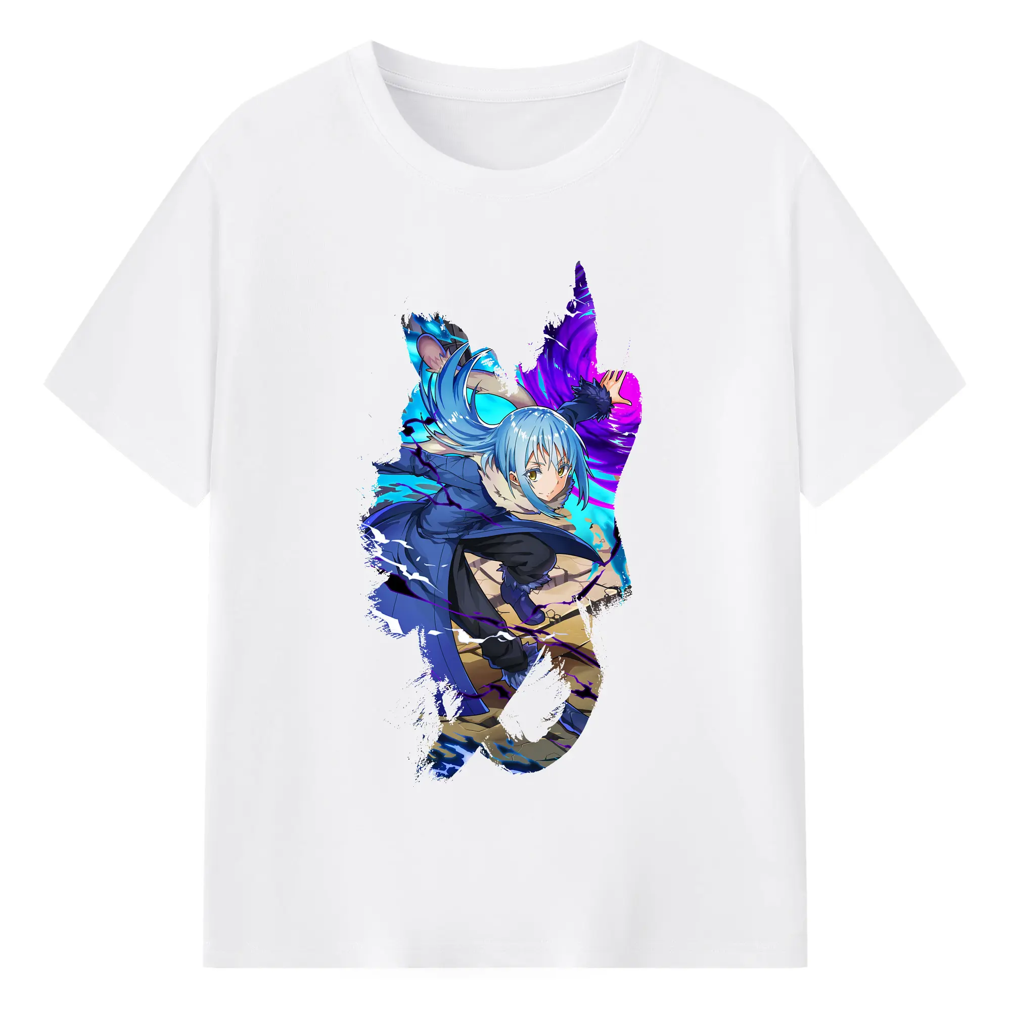 転生したらスライムだった件 グッズ,リムル・テンペスト - 綿100％ 半袖Tシャツ ・ フロントプリント ・ 快適 通気性 ・ 日常使い 散歩 スポーツ用