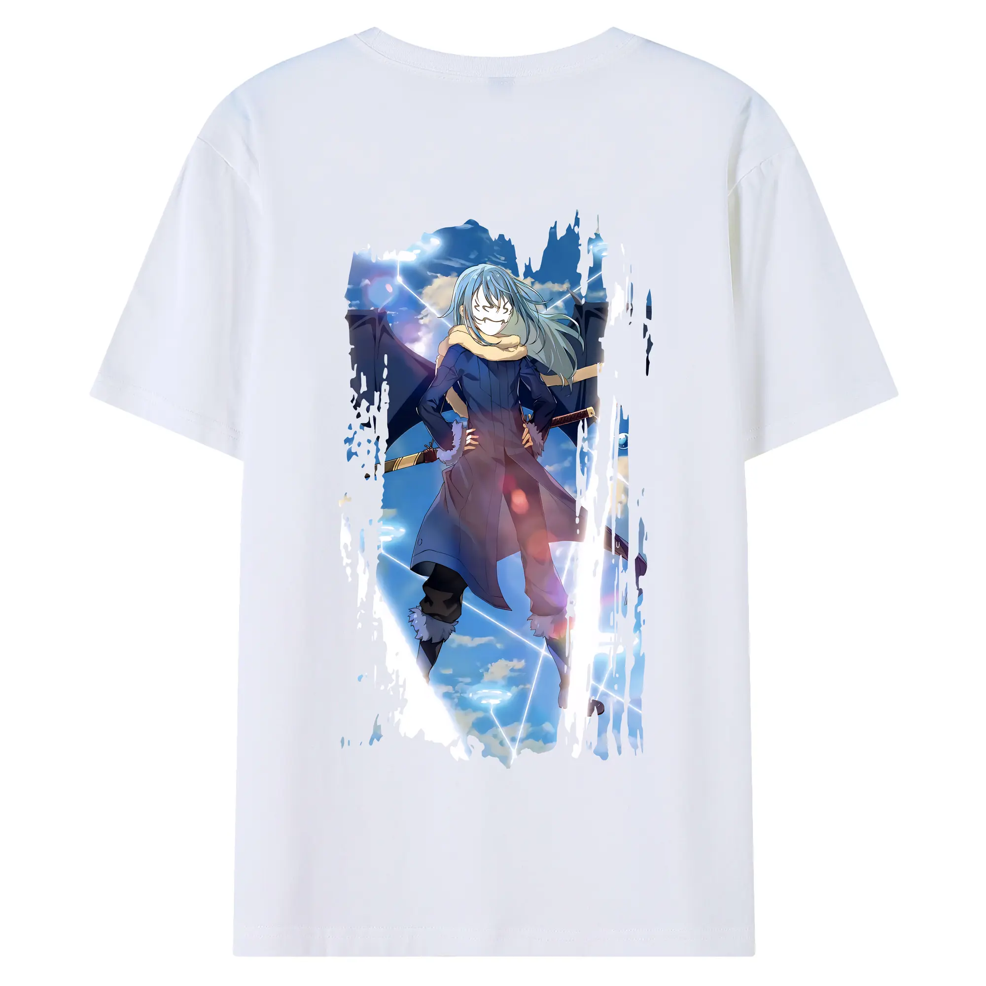 転生したらスライムだった件 グッズ,リムル・テンペスト - 綿100％ 半袖Tシャツ ・ バックプリント ・ 快適 通気性 ・ 日常使い 散歩 スポーツ用