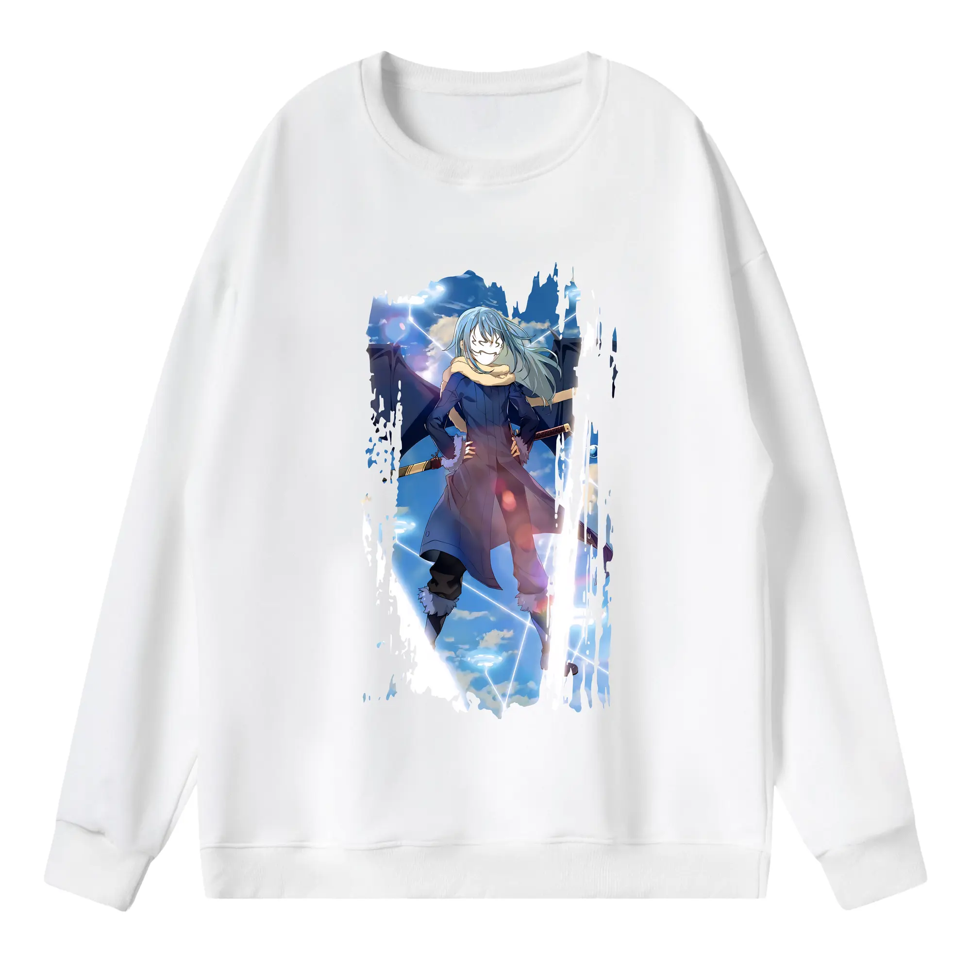 転生したらスライムだった件 グッズ,リムル・テンペスト - 薄手 クルーネック スウェット 裏毛260g · ポリエステル 春秋向け カジュアル 男女兼用 · トレーナー デイリー スポーツ 散歩に最適