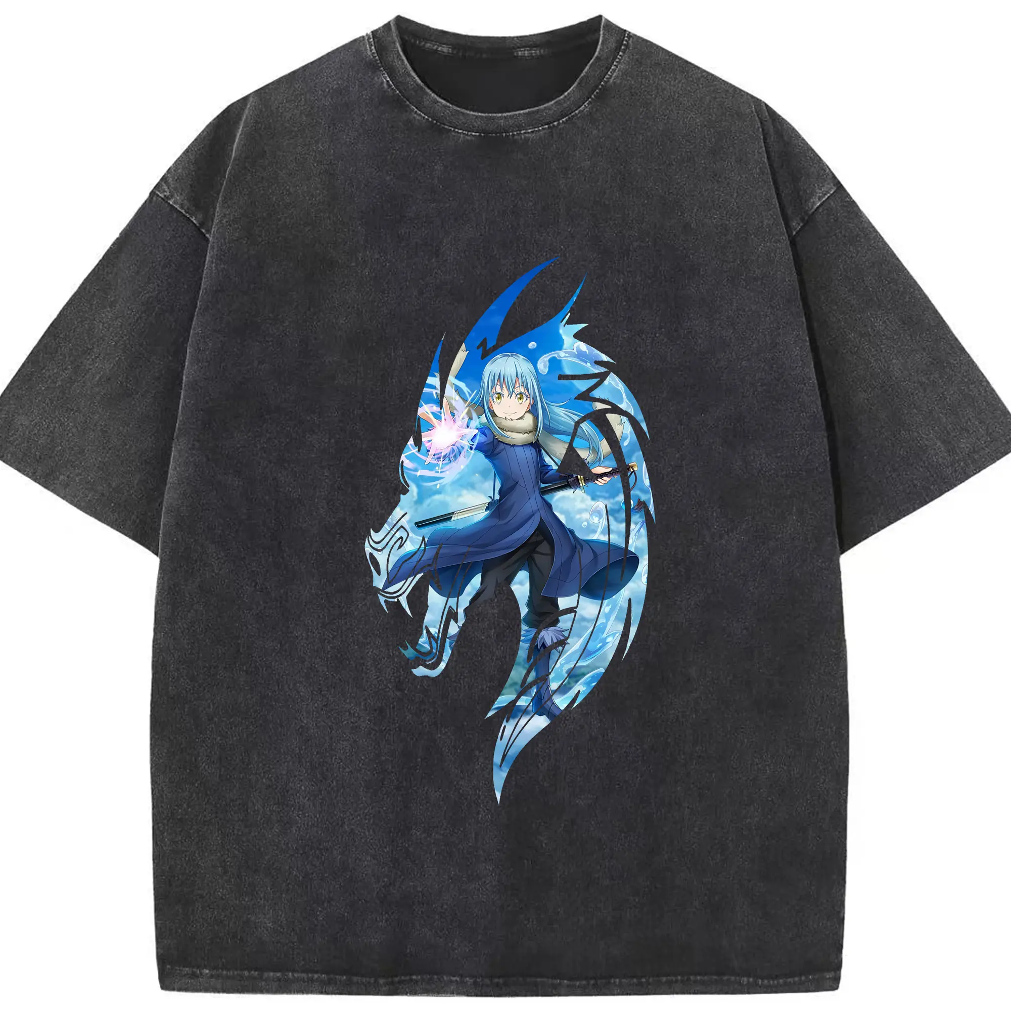 転生したらスライムだった件 グッズ,リムル・テンペスト - 綿100％ ヴィンテージ風 半袖Tシャツ ・ フロントプリント ・ 柔らか肌触り ・ 通気性 快適 ・ スポーツ カジュアル 外出用