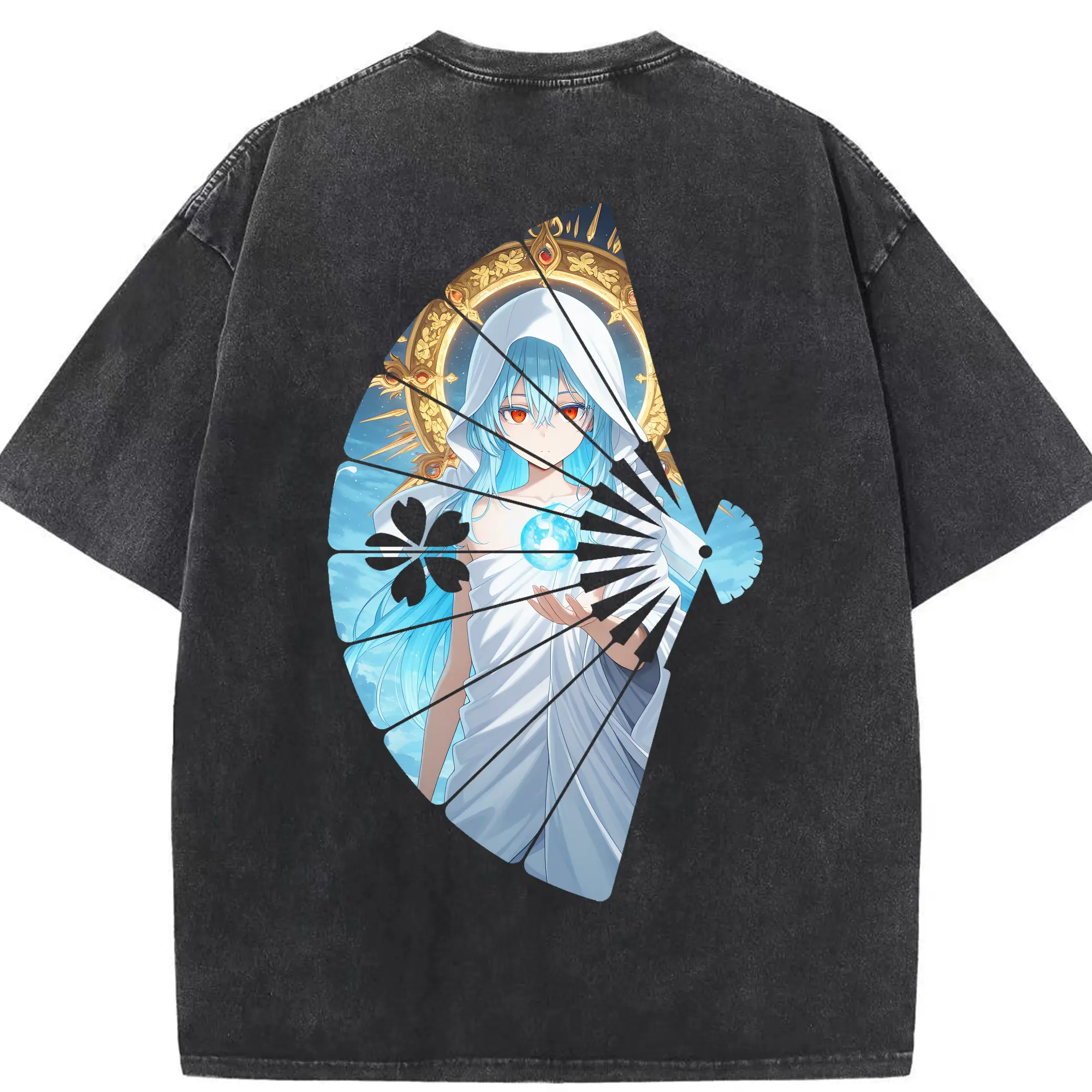 転生したらスライムだった件 グッズ,リムル・テンペスト - 綿100％ ヴィンテージ風 半袖Tシャツ ・ 背面プリント ・ 柔らか肌触り ・ 通気性 快適 ・ スポーツ カジュアル 外出用