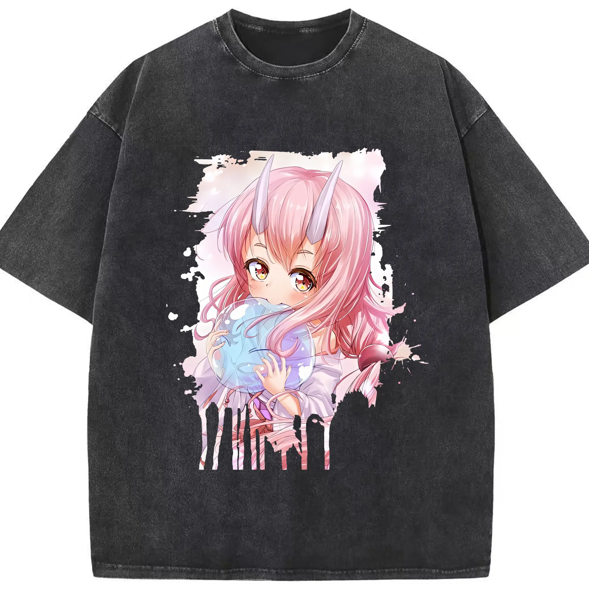 転生したらスライムだった件 グッズ,シュナ - 綿100％ ヴィンテージ風 半袖Tシャツ ・ フロントプリント ・ 柔らか肌触り ・ 通気性 快適 ・ スポーツ カジュアル 外出用