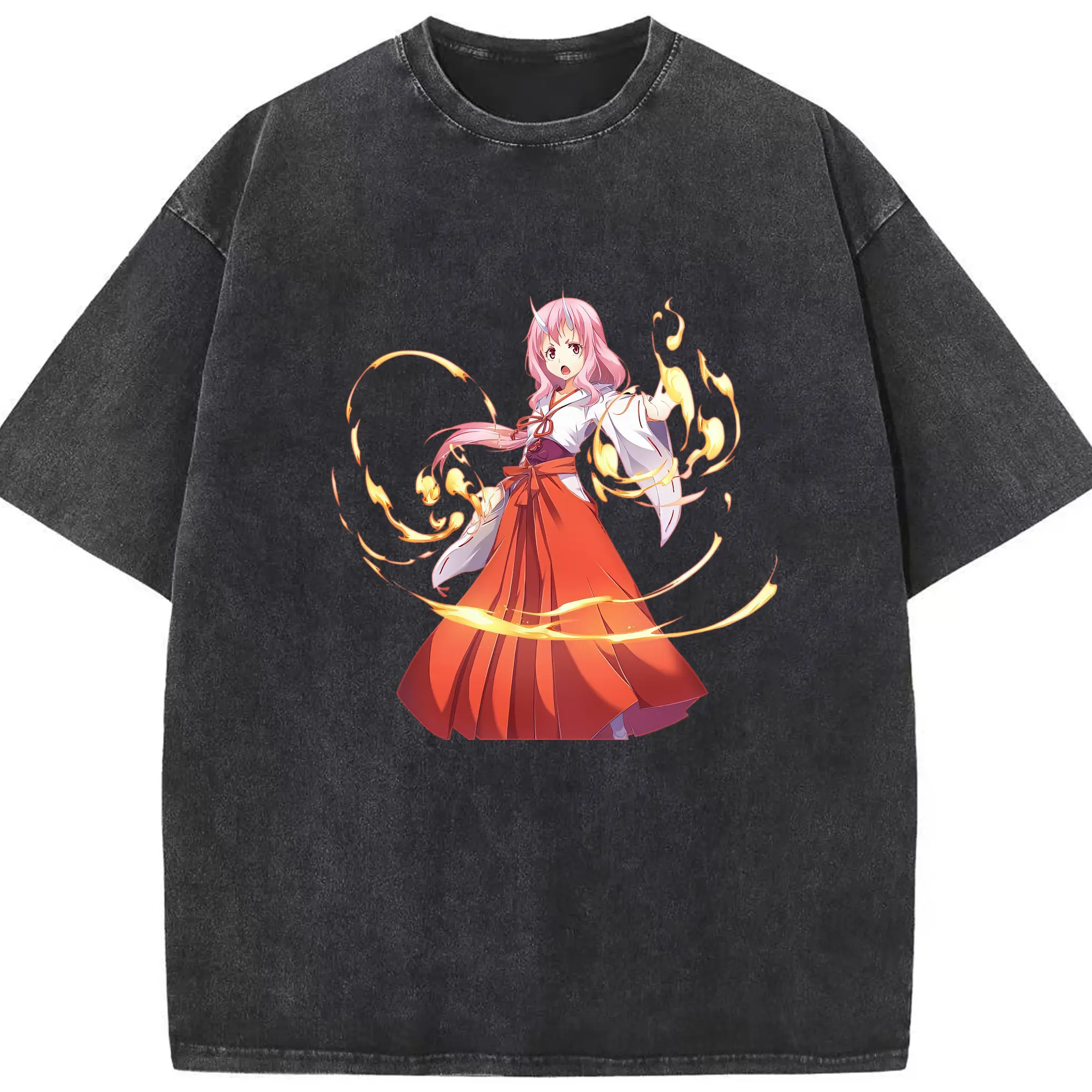 転生したらスライムだった件 グッズ,シュナ - 綿100％ ヴィンテージ風 半袖Tシャツ ・ フロントプリント ・ 柔らか肌触り ・ 通気性 快適 ・ スポーツ カジュアル 外出用