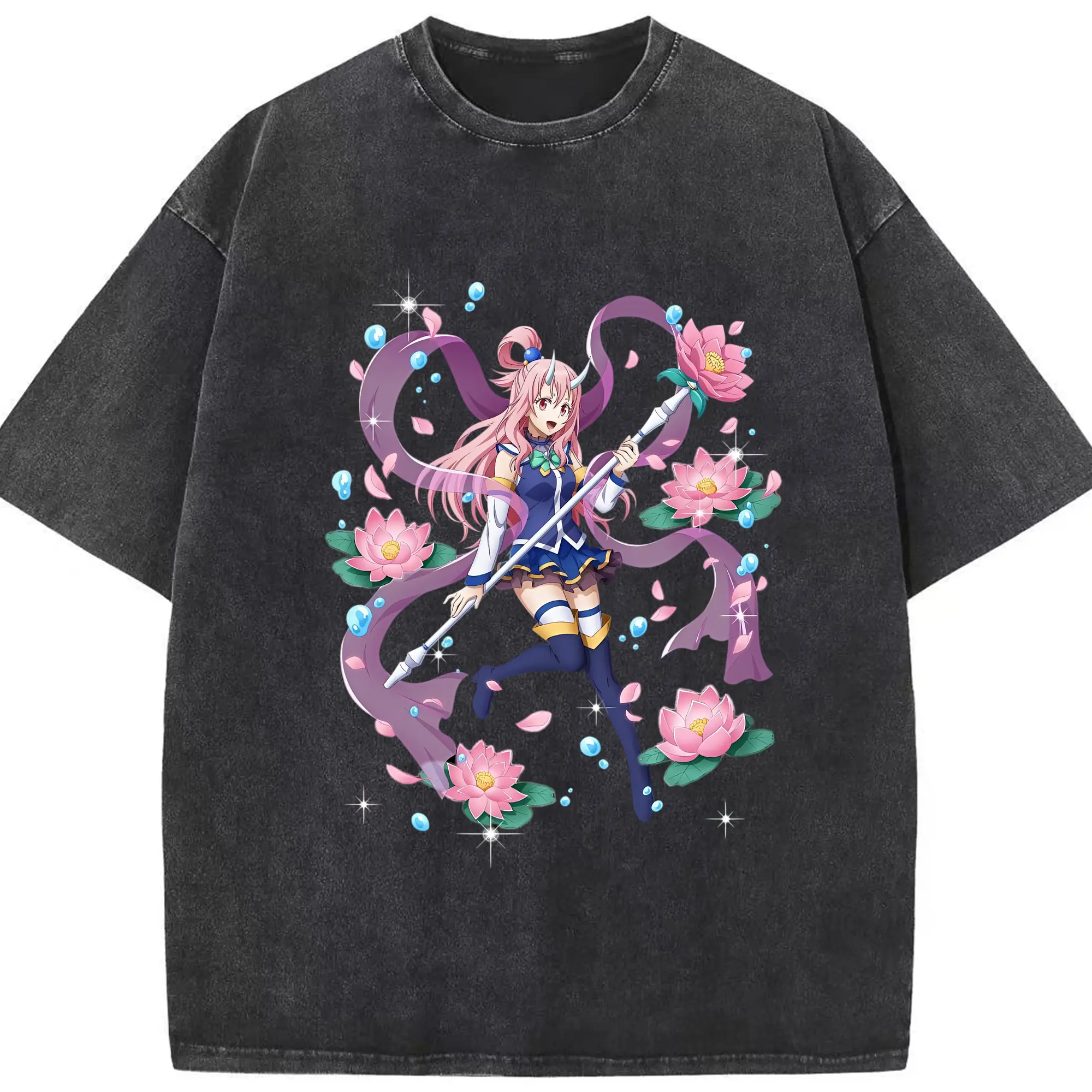 転生したらスライムだった件 グッズ,シュナ - 綿100％ ヴィンテージ風 半袖Tシャツ ・ フロントプリント ・ 柔らか肌触り ・ 通気性 快適 ・ スポーツ カジュアル 外出用