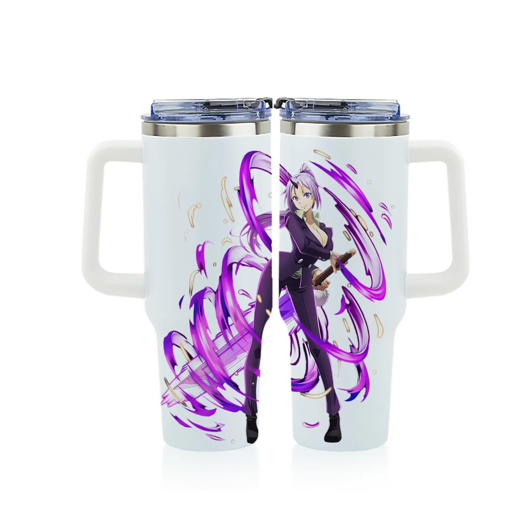 転生したらスライムだった件 グッズ,シオン - 1200mL フルプリント車用タンブラー ・ 304ステンレス 内側 ・ 201ステンレス 外側 ・ 保温 保冷 ・ 通勤 ドライブ アウトドア用