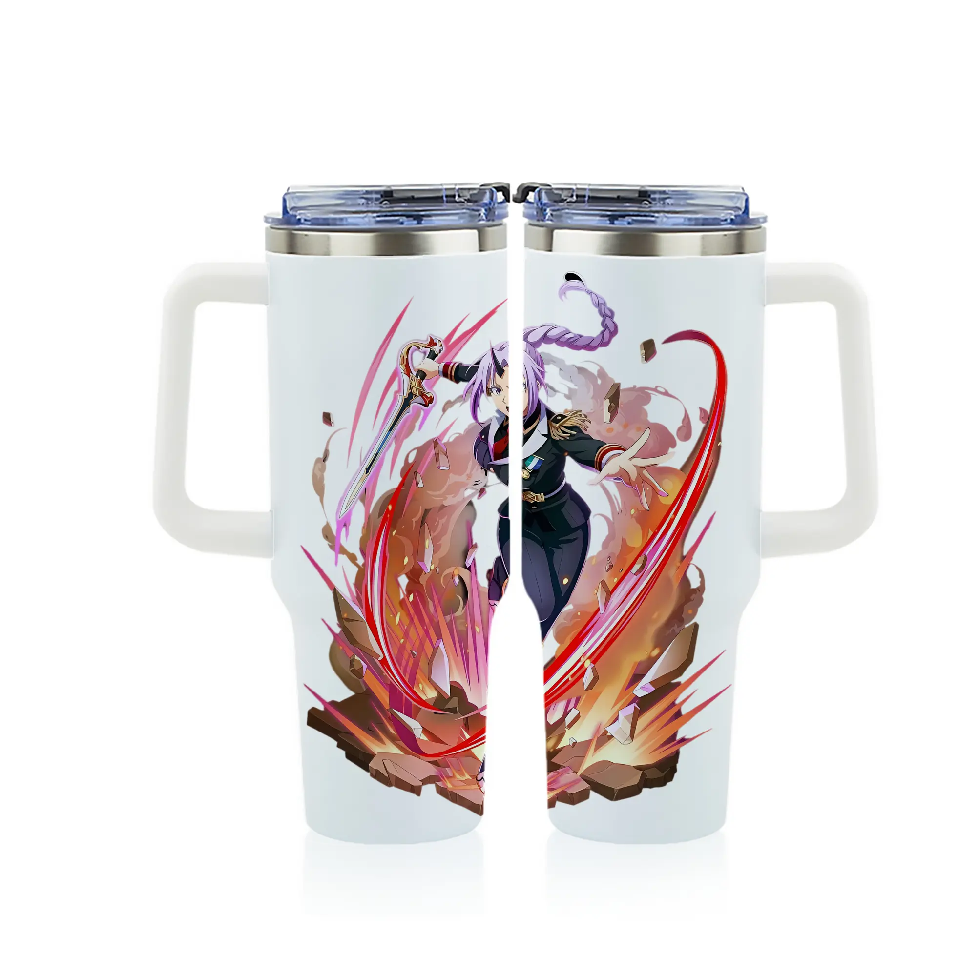 転生したらスライムだった件 グッズ,シオン - 1200mL フルプリント車用タンブラー ・ 304ステンレス 内側 ・ 201ステンレス 外側 ・ 保温 保冷 ・ 通勤 ドライブ アウトドア用