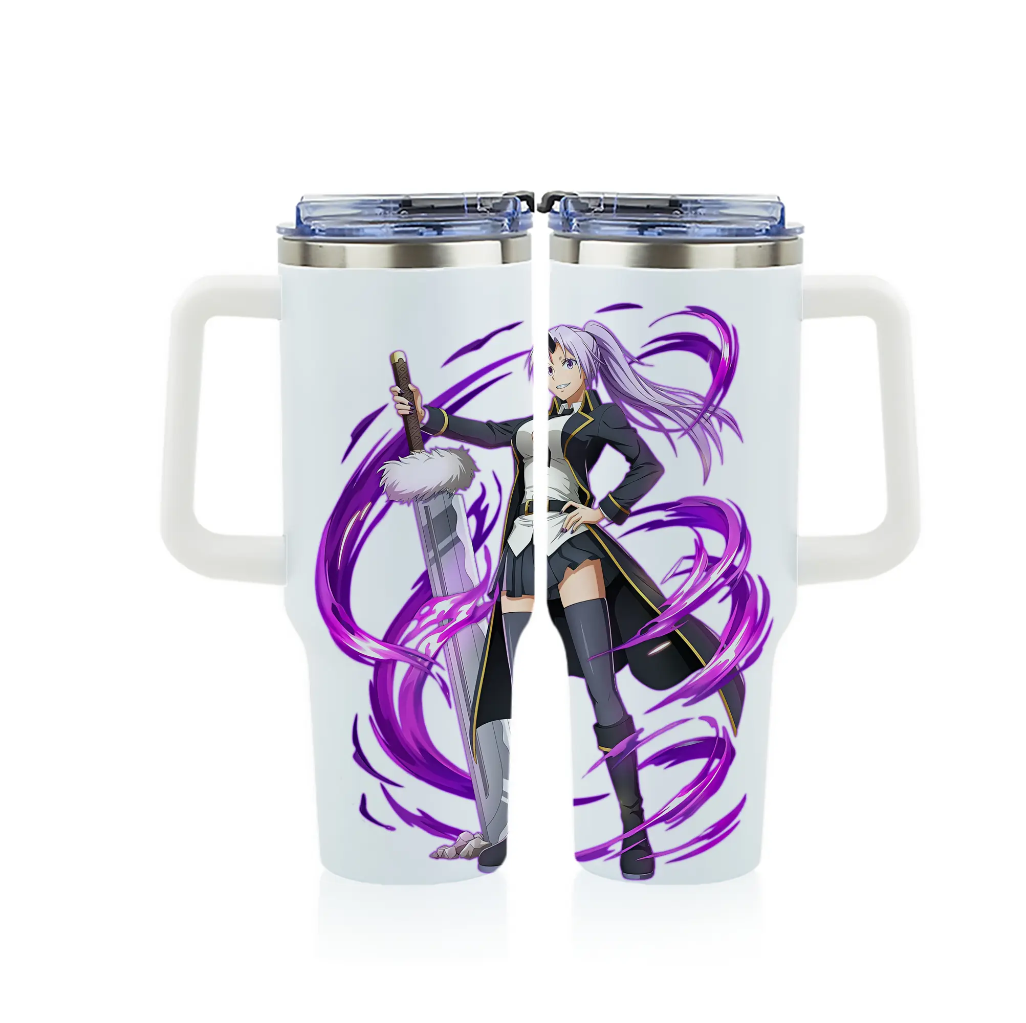 転生したらスライムだった件 グッズ,シオン - 1200mL フルプリント車用タンブラー ・ 304ステンレス 内側 ・ 201ステンレス 外側 ・ 保温 保冷 ・ 通勤 ドライブ アウトドア用