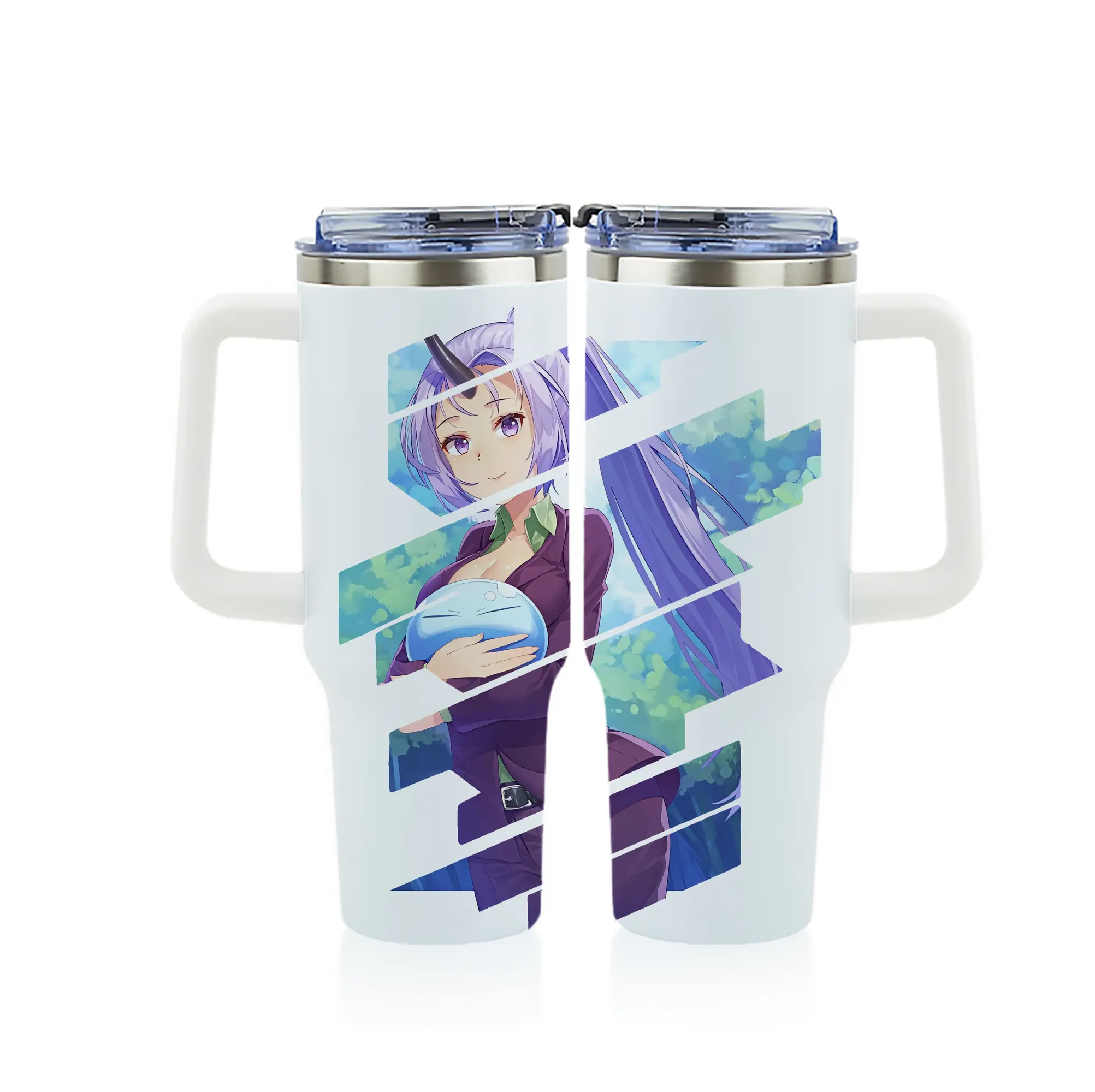 転生したらスライムだった件 グッズ,シオン - 1200mL フルプリント車用タンブラー ・ 304ステンレス 内側 ・ 201ステンレス 外側 ・ 保温 保冷 ・ 通勤 ドライブ アウトドア用